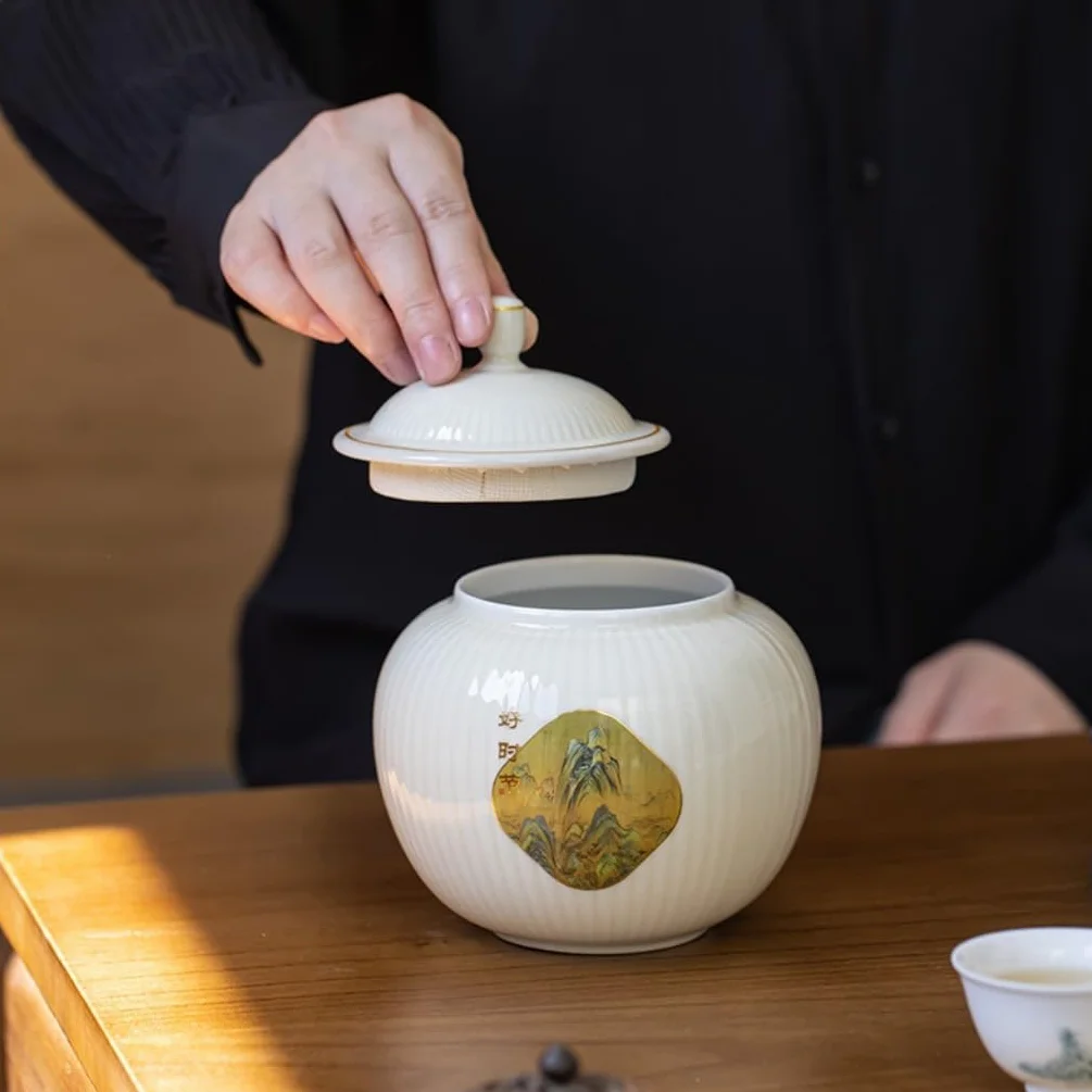 XYNSNDB Słoik na cukier ceramiczny zbiornik na sypką herbatę pusty zbiornik duży szczelny zbiornik czarna herbata do użytku domowego zielona herbata pojemnik na herbatę zbiornik pojemnik na herbatę