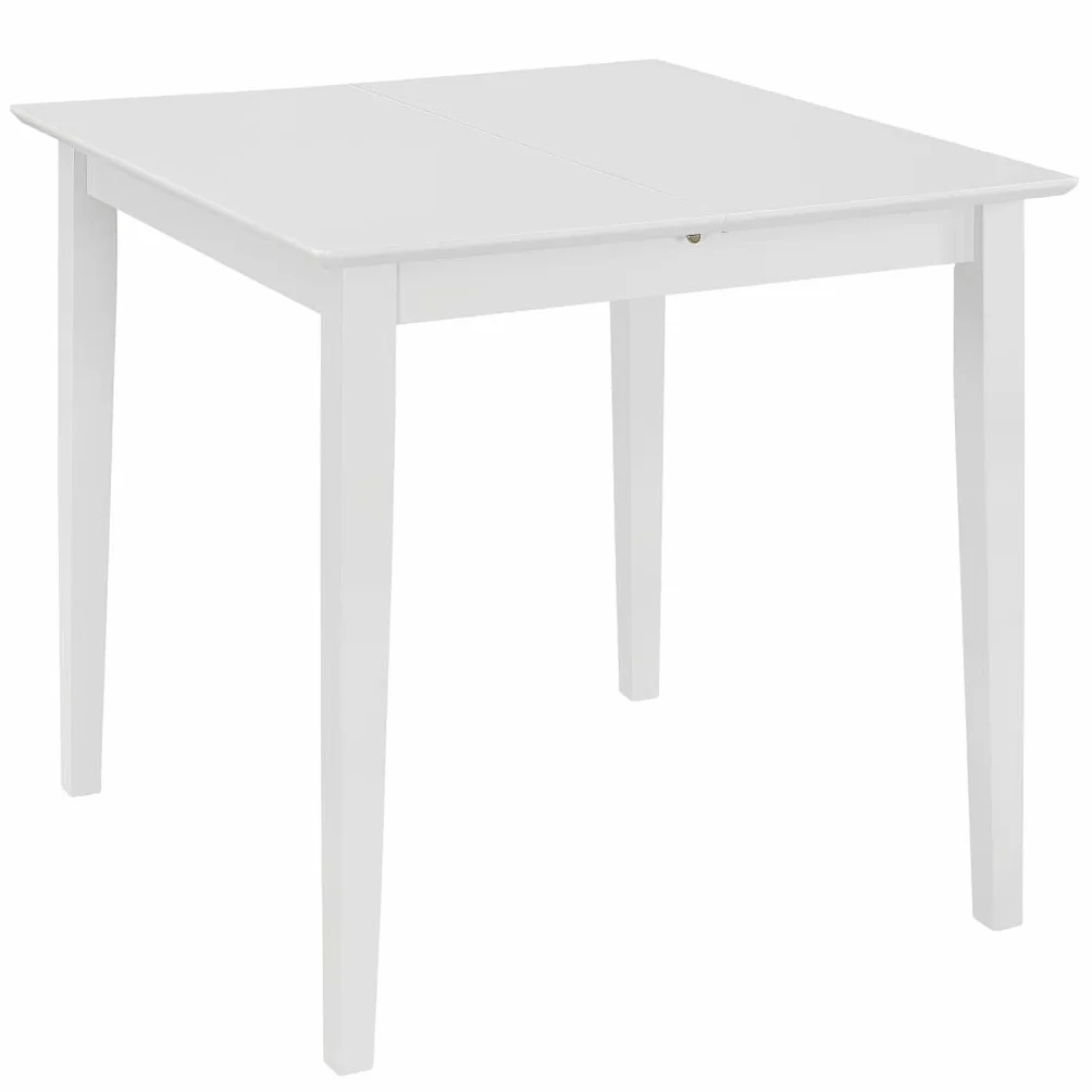 Wysuwany stół do jadalni, biały, 80-120 x 80 x 74 cm, z płyty MDF i litego drewna gumowego, stół kuchenny i stół do jadalni dla rodziny i gości, zajmuje mało miejsca i wszechstronny, na