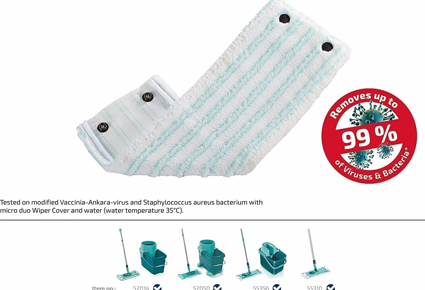 Leifheit 55320 Nakładka z Mikrofibry do wszystkich podłóg, Biała, M (33 cm)