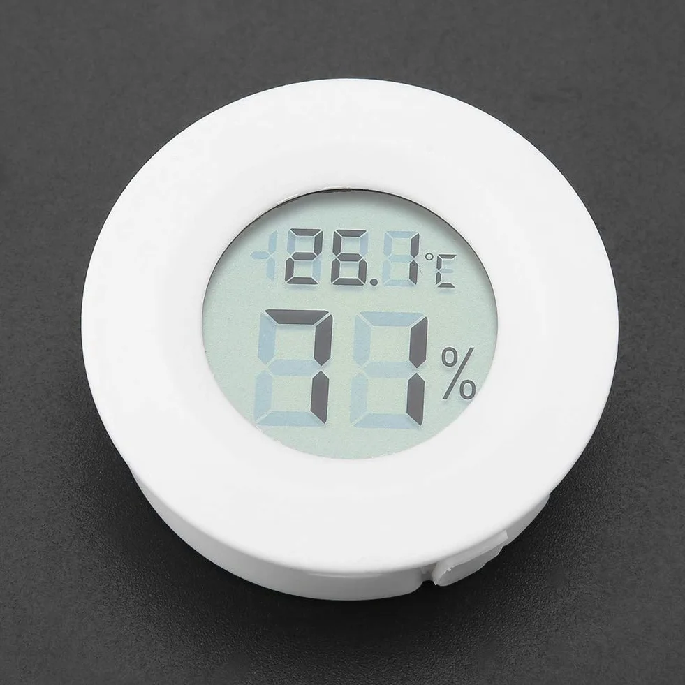 Yctze Mini Cyfrowy Termometr LCD Higrometr, Okrągły Miernik Wilgotności i Temperatury dla Brodatych Smoków, Gadów, Gekonów Czubatych, Wiwarium i Terrarium, Akcesoria do Węży (#02)