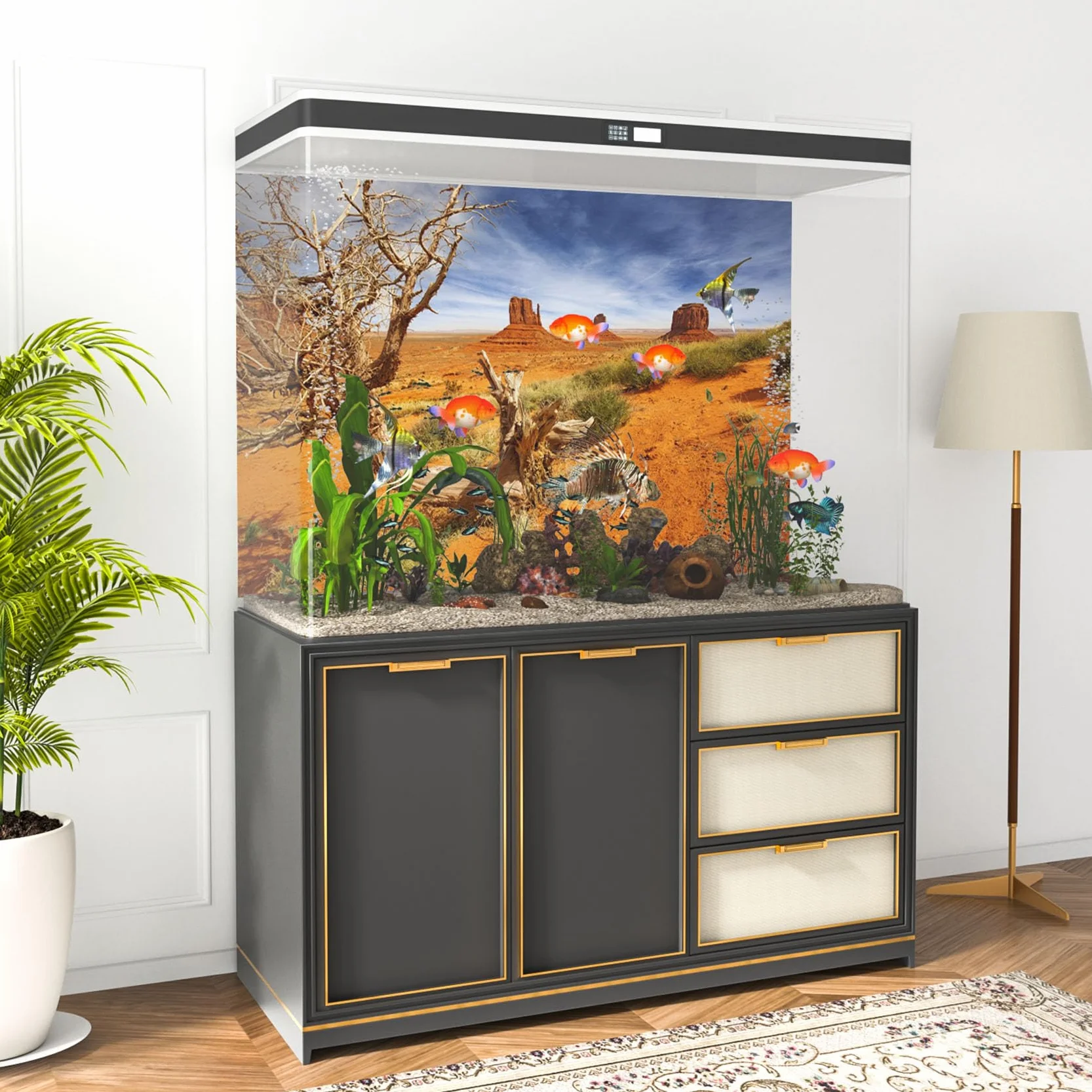 Tło dla gadów winylowe 91x50 cm pomarańczowe pustynne terrarium