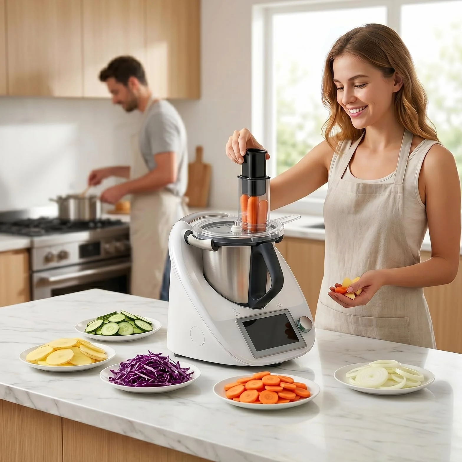 Elektryczna krajalnica do warzyw Thermomix TM5 TM6, wielofunkcyjna krajalnica do warzyw, spiralna krajalnica ze stali nierdzewnej i ABS, akcesoria kuchenne, szatkownica do warzyw do cukinii, ogórków