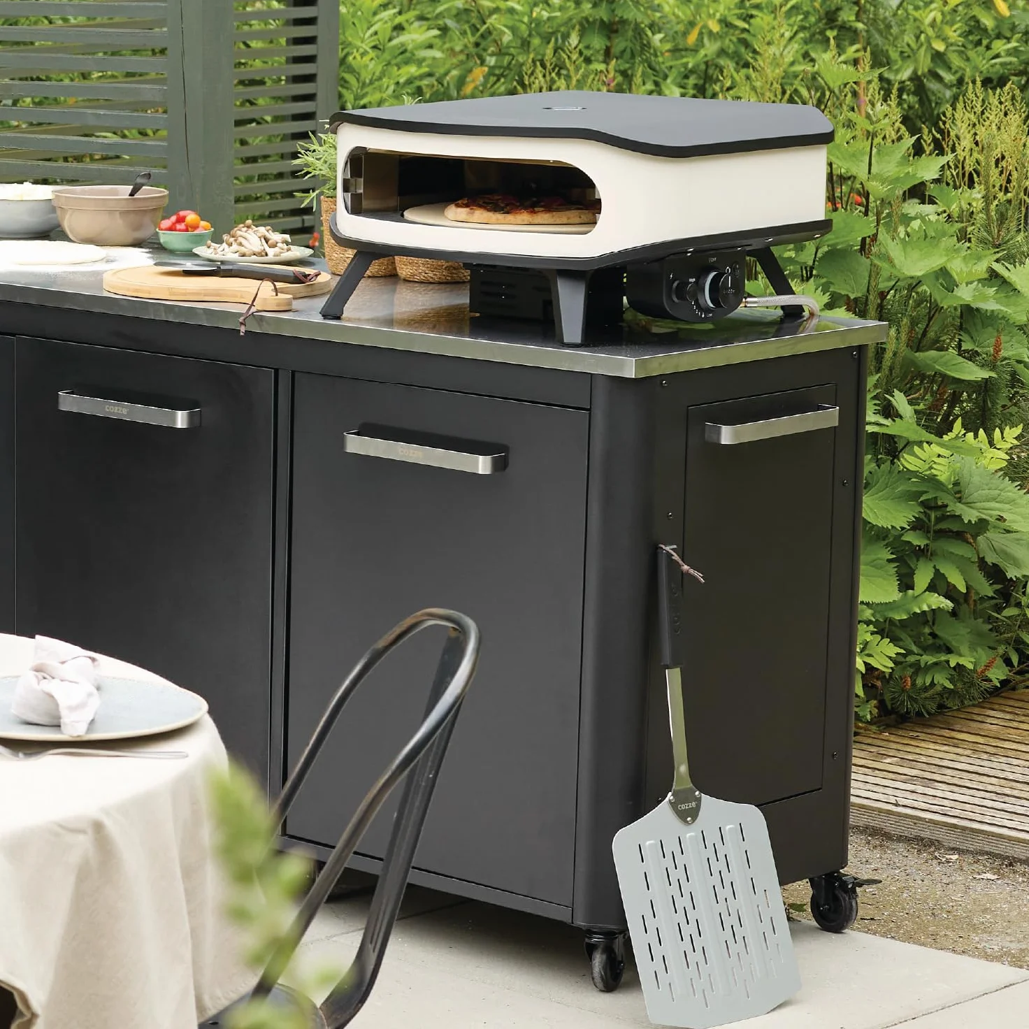 cozze - Piec do pizzy gazowej z obrotowym kamieniem - moc 6,0 kW, idealne gotowanie pizzy Ø42,5 cm, wbudowany termometr, stal ocynkowana