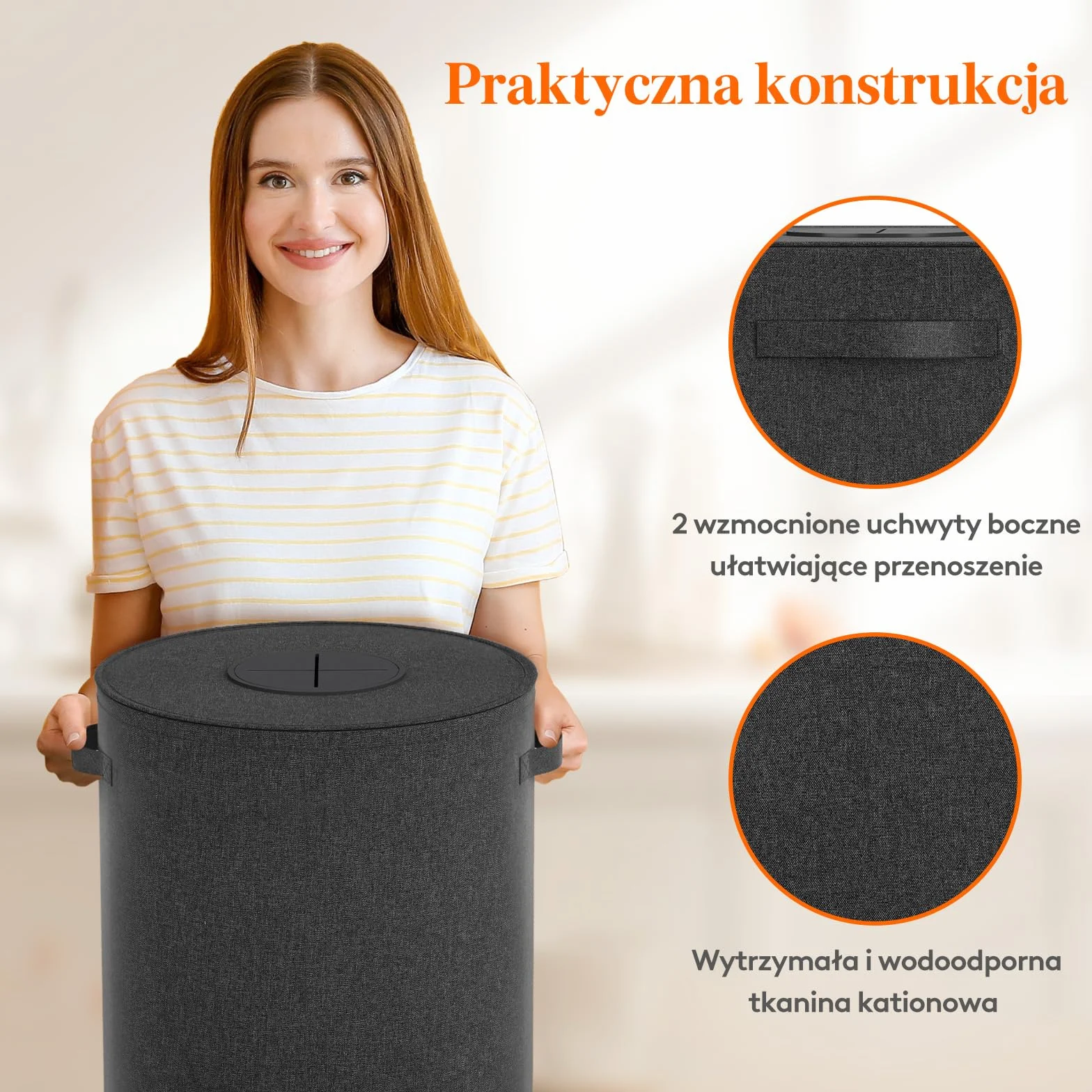 Lifewit 80L okrągły kosz na śmieci do kuchni i domu, duży 26-galonowy kosz na śmieci z pokrywką i wewnętrzną torbą wielokrotnego użytku, wysoki pojemnik na puszki, butelki, papier, plastik, czarny