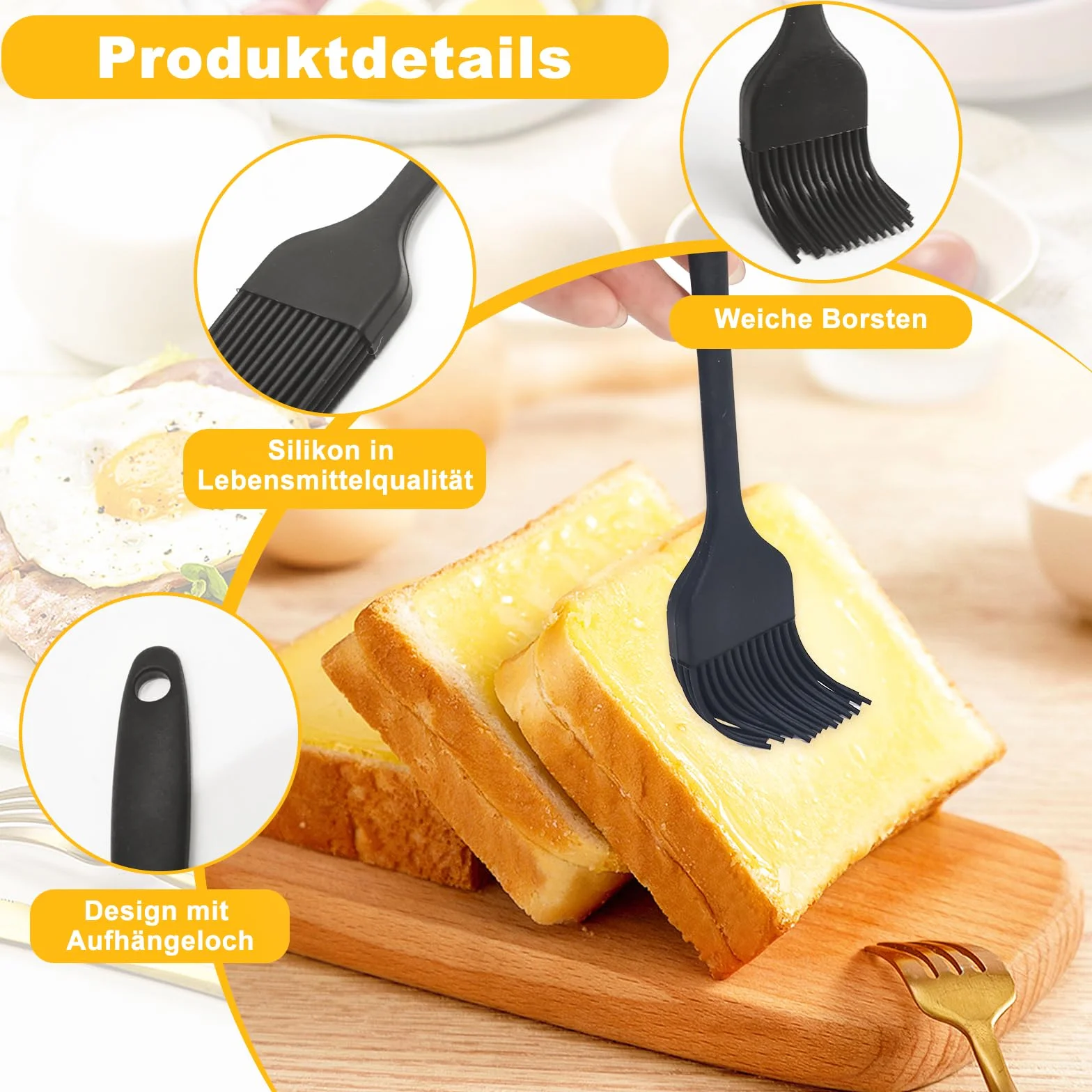 KATIMI 4 sztuki foremek do jajek sadzonych, 6,95 cm, nieprzywierające, ze składanymi uchwytami i silikonowym pędzlem, stal nierdzewna, do smażenia jajek sadzonych