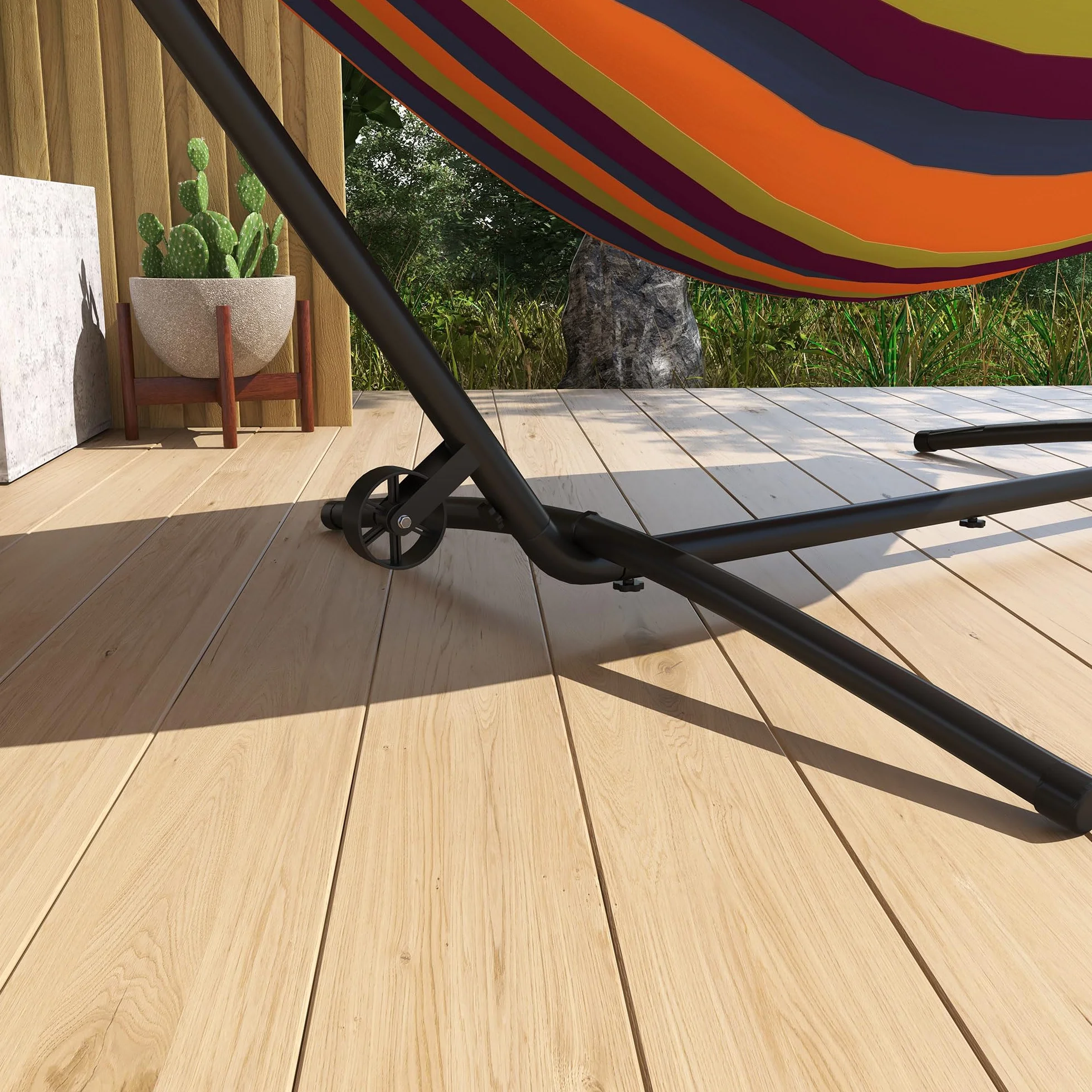Outsunny Stelaż hamaka z kółkami, stojak do hamaka, z regulowanym haczykiem, torba do przenoszenia, obciążenie do 220 kg, stal, 290 x 120 x 115 cm