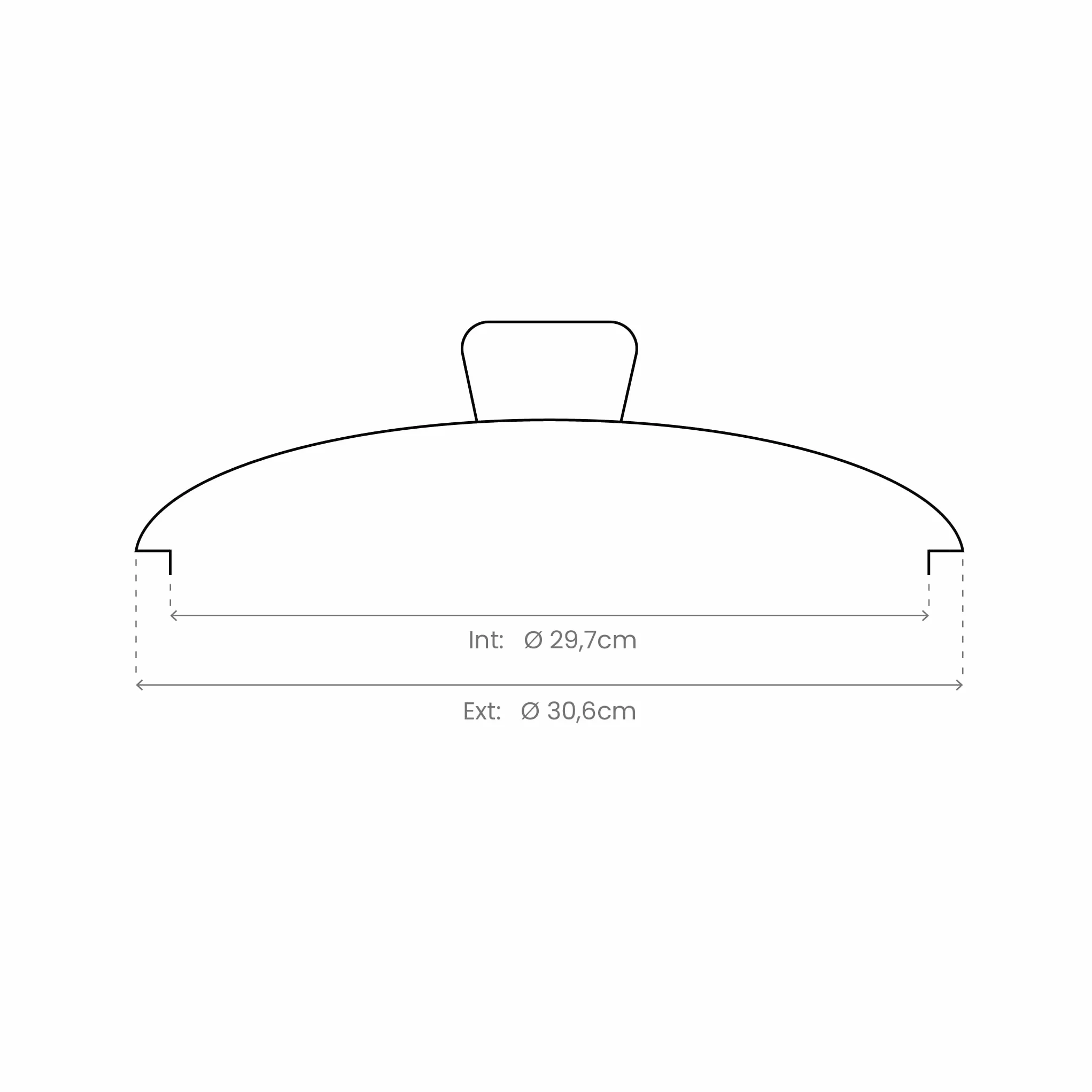 Ibili, 971630, szklana pokrywka z uchwytem ze stali nierdzewnej, 30 cm