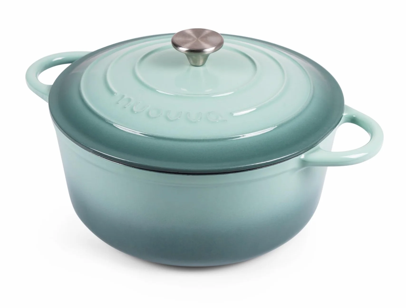 Garnki z Żeliwa z Pokrywką – Emaliowane, Nieprzywierające, Odporny na Piekarnik do 500° F – Solidne Garnki Holenderskie – Sól morska, 6.4 Quart, 28cm – od Nuovva