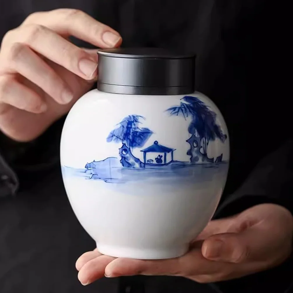 TEESONG Słoiki na herbatę kreatywne ceramiczne puszki na herbatę, domowe pu'er czarna herbata, magazyn zielonej herbaty puszki na herbatę, zamknięte puszki pojemniki do przechowywania herbaty z