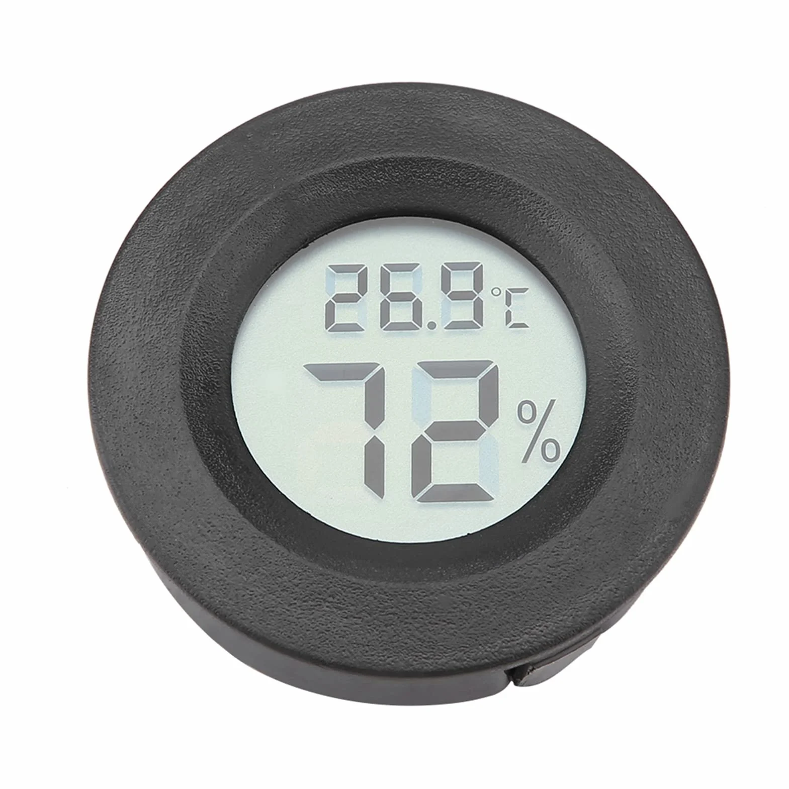 Cyfrowy mini termometr LCD z higrometrem Terrarium Okrągły miernik wilgotności dla gadów czarny
