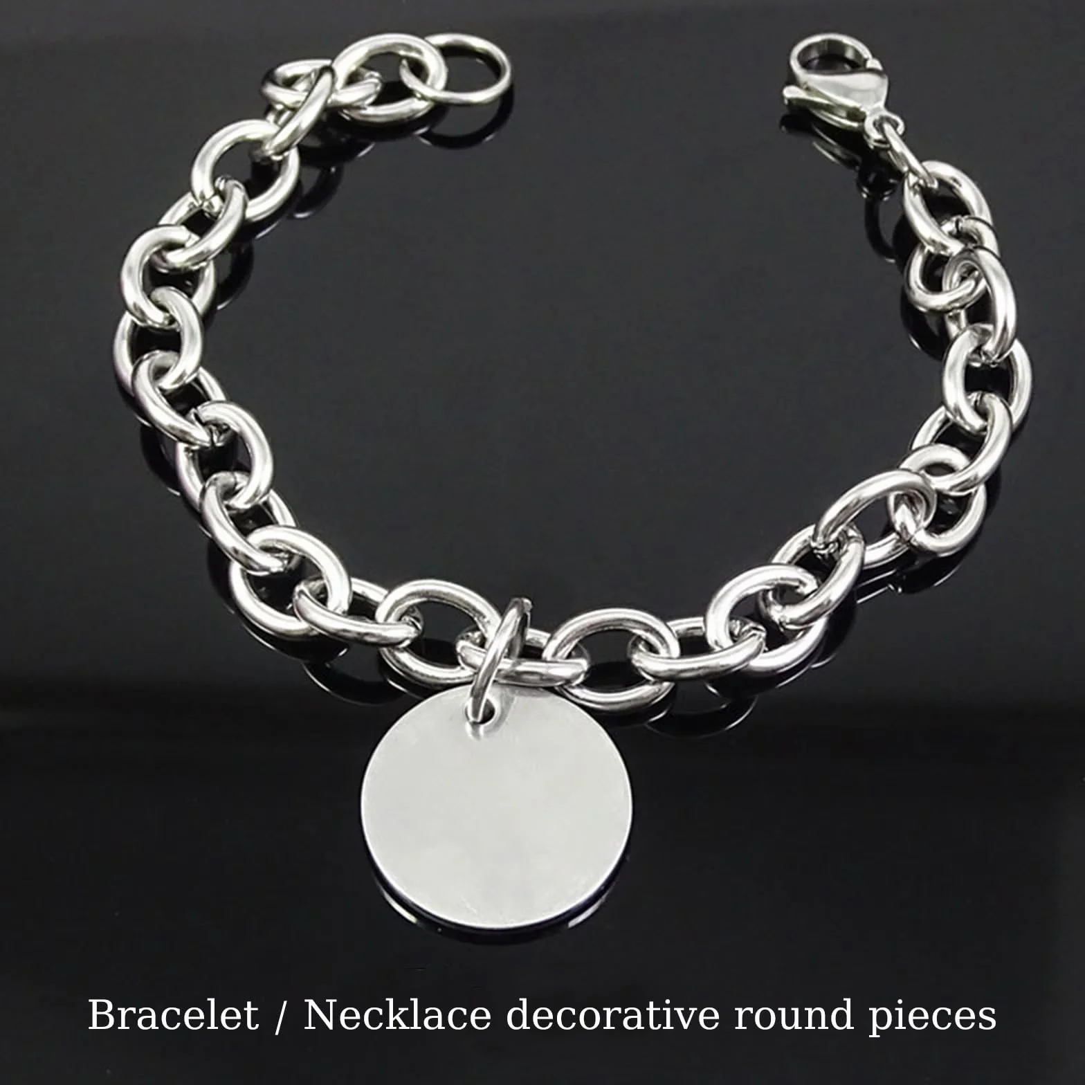 Stal nierdzewna Płaska Okrągła Charm 23mm 30 sztuk Niezapisane Tag do stempelowania Zawieszki