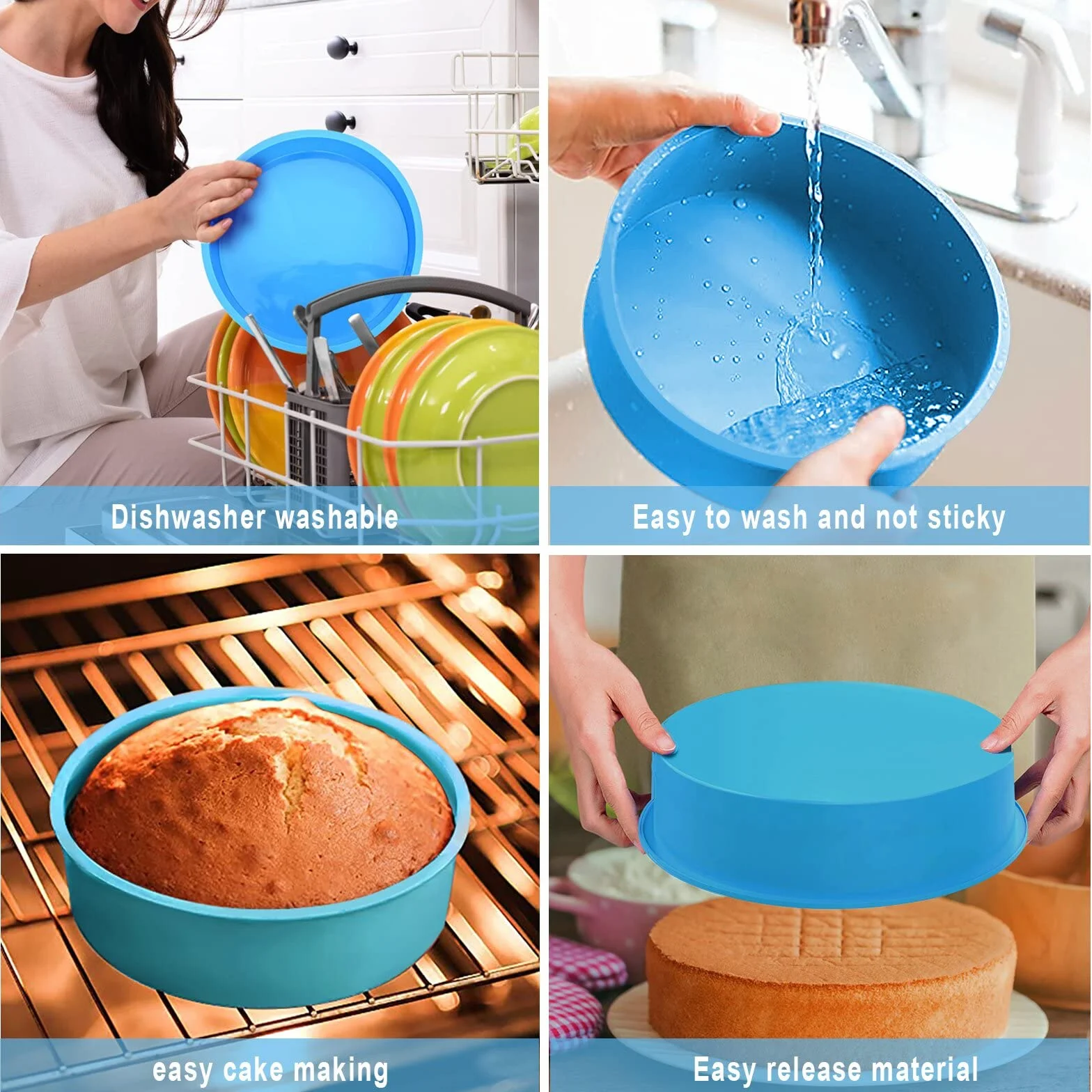 Zestaw 2 silikonowych form do pieczenia, elastyczne formy do ciasta, 6 cali, okrągłe, warstwowe, do fritkownicy powietrznej, silikonowa forma do ciasta, do pieczenia i układania warstw dla