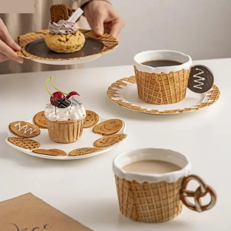 Duże ceramiczne kubki do kawy, Porcelanowy kubek do kawy, ciastek, ceramiczny, zestaw napojów 301-400 ml(Mug-a1)