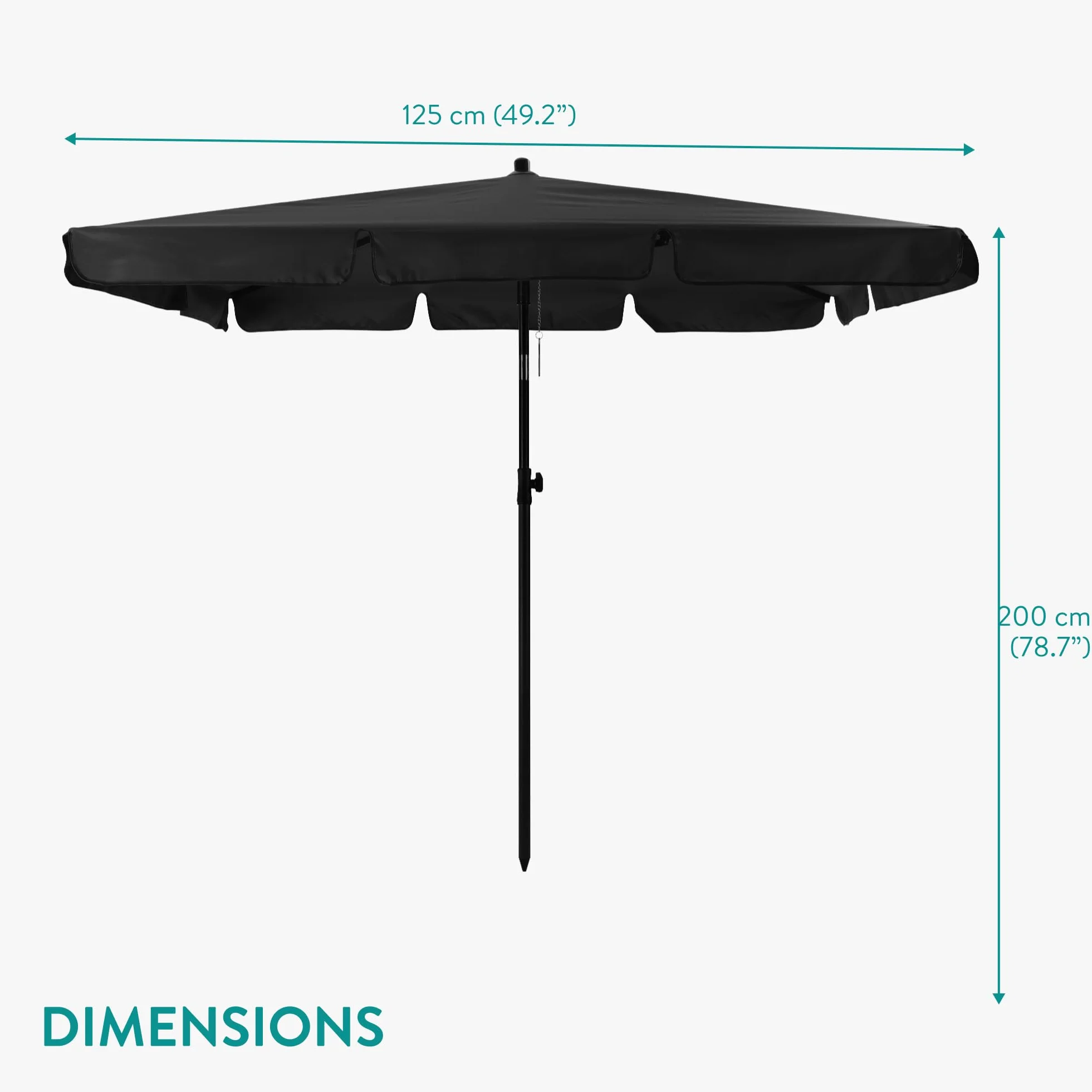 JEMIDI Parasol przeciwsłoneczny na balkon, parasol ogrodowy z ochroną UV 50+, odporny na wiatr, parasol plażowy, regulacja wysokości i nachylenia, 200 x 125 cm, beżowy