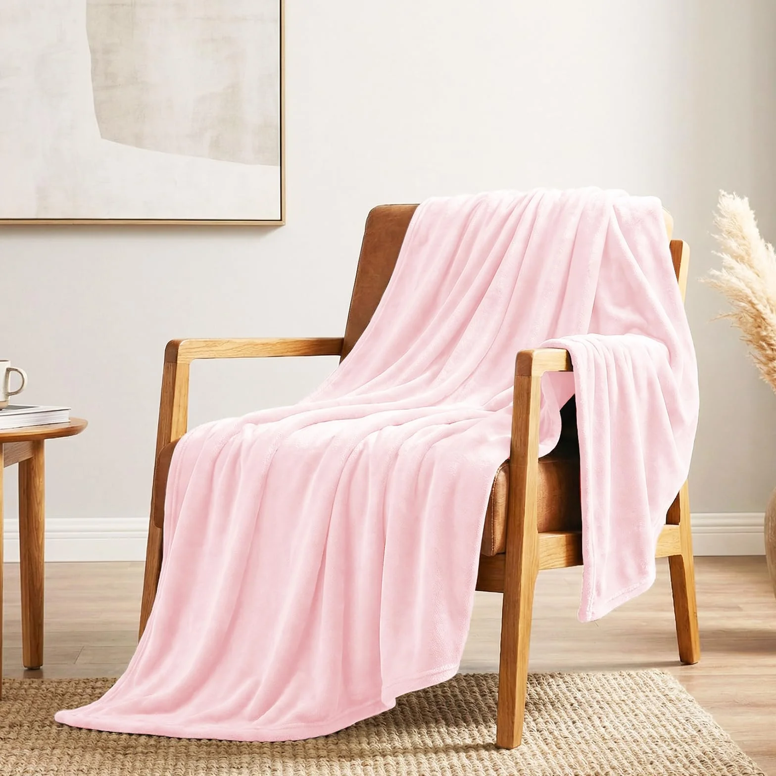 CozyLux Koc polarowy 220 x 240 cm, koc na łóżko 2-osobowe 240 x 220 cm, duży rozmiar narzuta na sofę, ciepły i miękki koc pluszowy, 220 x 240 cm różowy