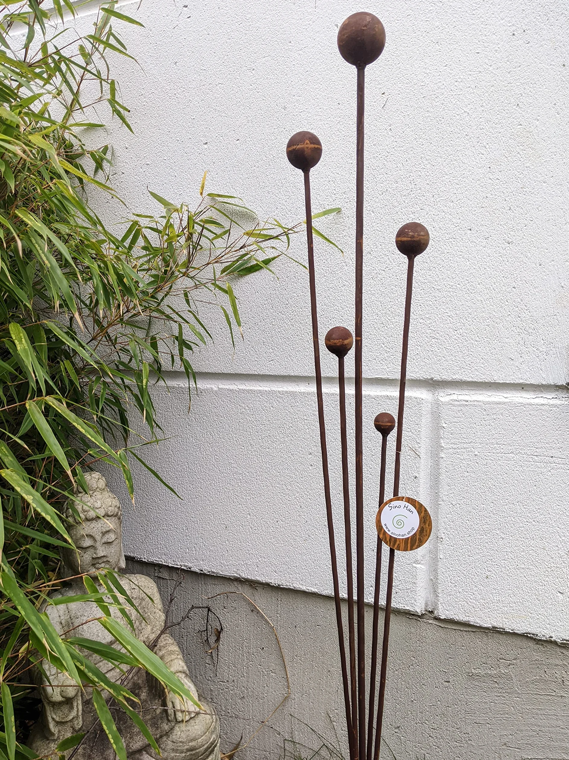 Zen Man Ozdoba ogrodowa ze stali nierdzewnej, kula ogrodowa z metalu, rdza, wys. 116 cm 032139