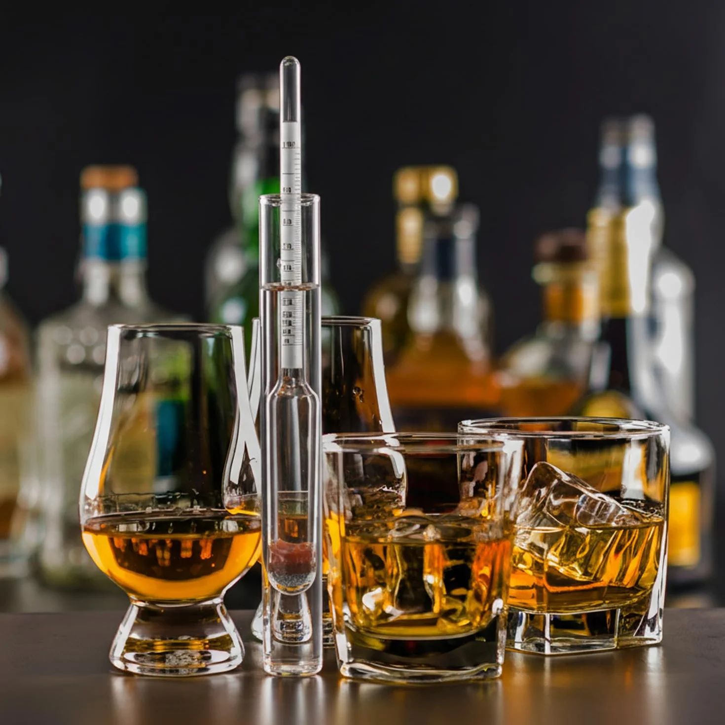 QWORK 2 sztuki alkoholomierz zestaw aräometer 0-100% pełny, zawiera szczotkę cylindryczną + szklany cylinder miarowy