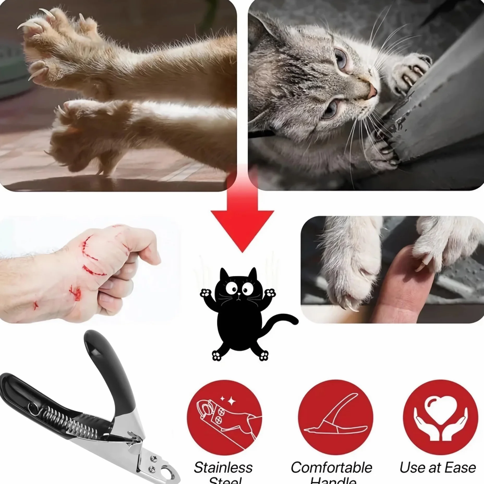 Pet Cat Dog Nails Clippers and Trymers-dedykowane narzędzie do pielęgnacji zwierząt, nożyczki do pielęgnacji kotów Szczeniak Kociak Małe psy Króliki lub inne małe zwierzęta (czarne)
