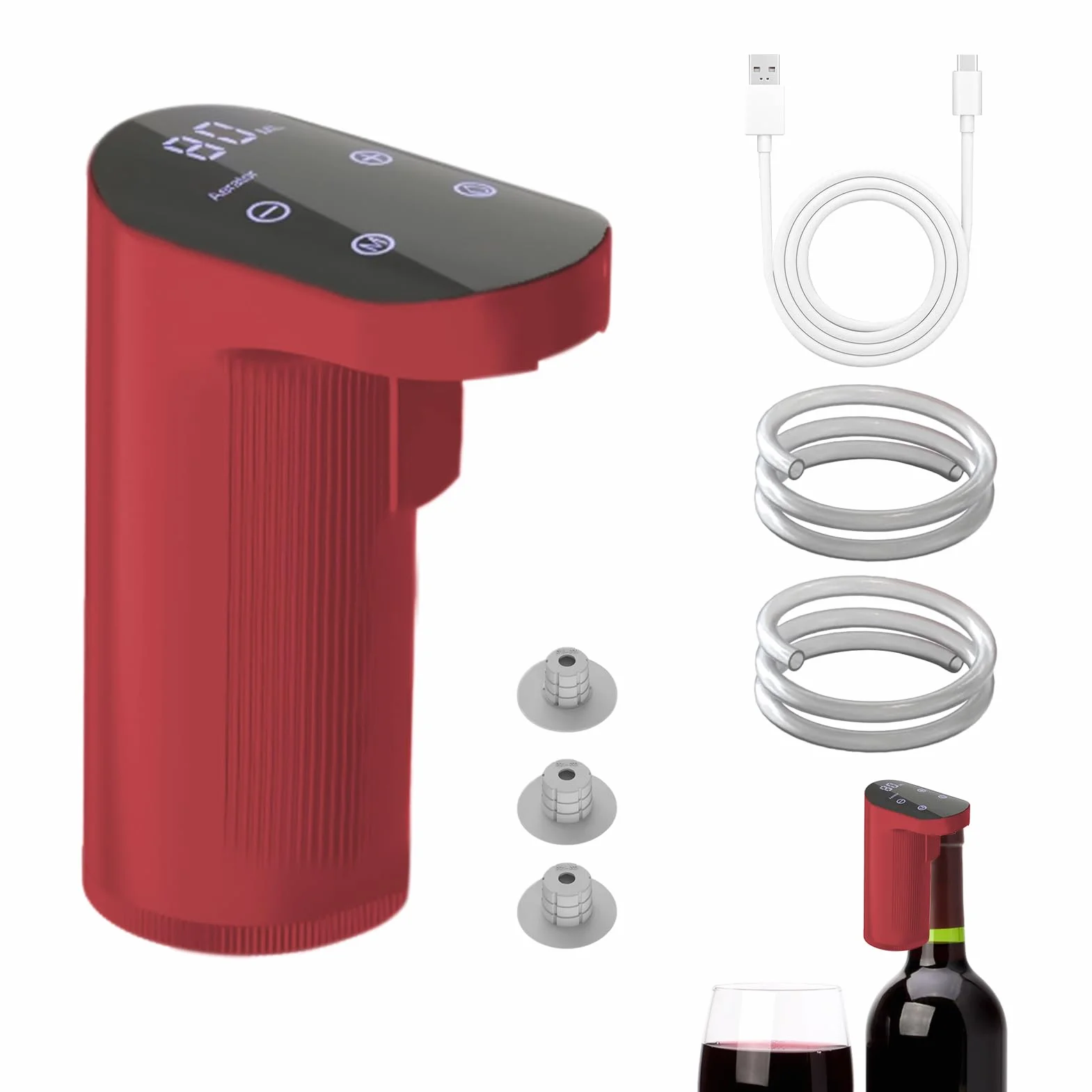 Elektryczna karafka do wina, ładowalny dozownik wina do butelek, whisky, regulowana ilość, pompka do alkoholu, natychmiastowe napowietrzanie, łatwe w użyciu, na rodzinne przyjęcie, dom, podróż