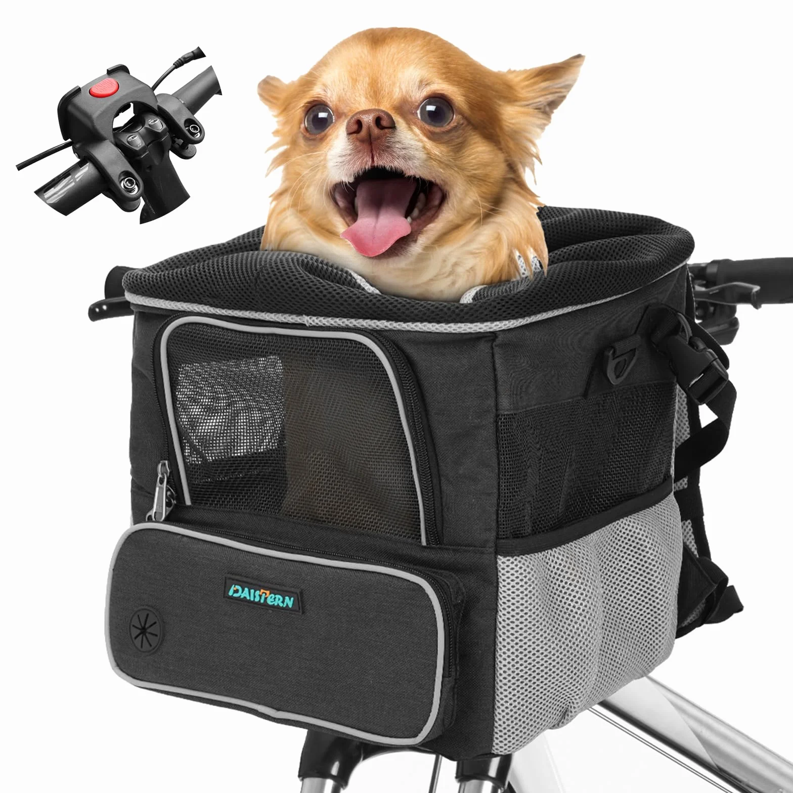 Koszyk Rowerowy dla Psów do 4KG z Adapterem Φ80mm, Plecak/Torba/Fotelik Samochodowy