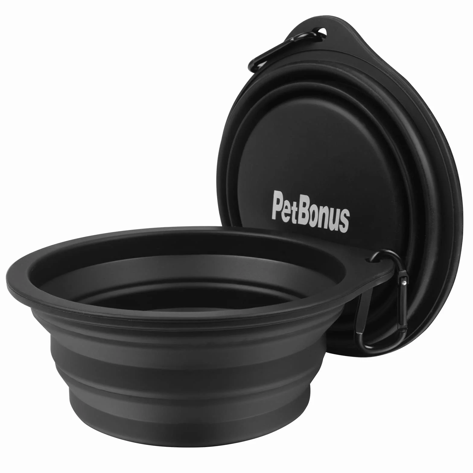 PetBonus Składana Silikonowa Miska dla Psa 2 sztuki Przenośna Szczelna z Karabińczykiem