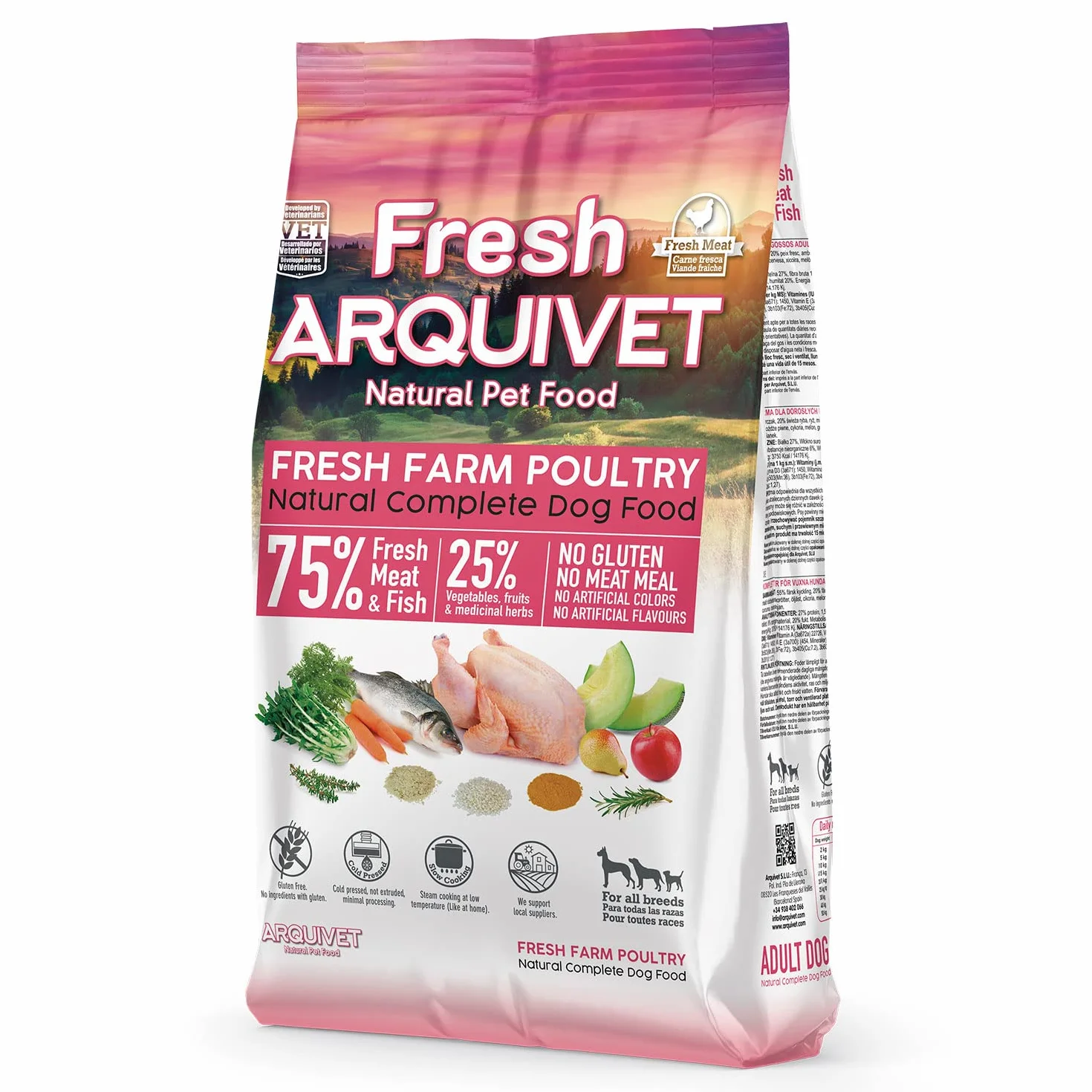 Arquivet Fresh Farm Poultry 2,5 Kg Karma pełnoporcjowa dla psów świeże mięso i ryby