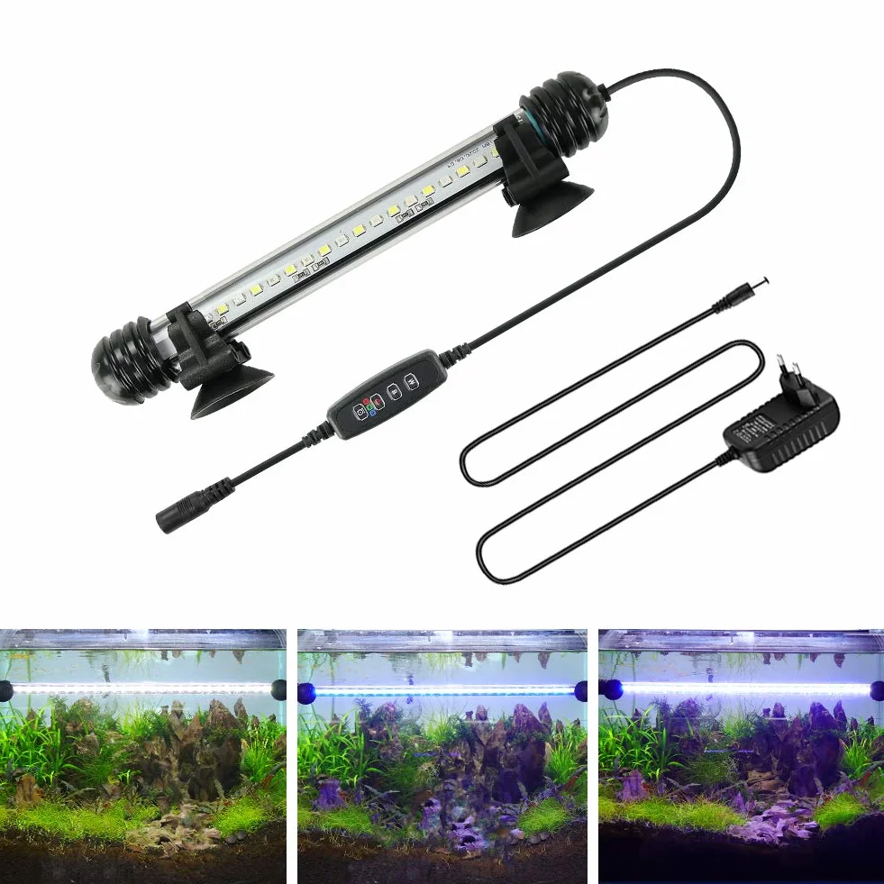 Lampa akwariowa LED z zegarem i ściemniaczem, IP67, 10 poziomów jasności, L-19