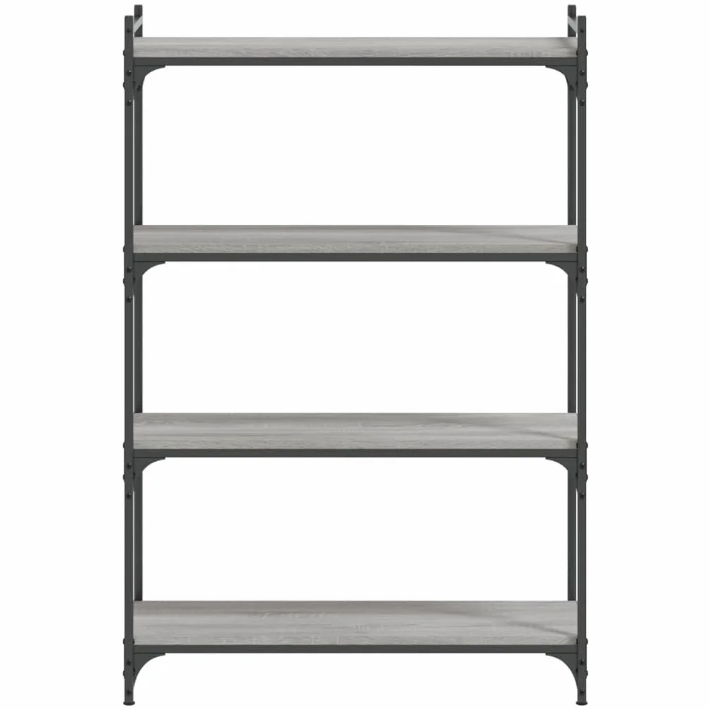 Homgoday Regał na książki, 4 półki, stojący, biurowy, magazynowy, do przechowywania, regulowane nogi, do salonu, gabinetu, biura, szary, Sonoma, 80 x 30 x 120 cm, materiał drewnopochodny