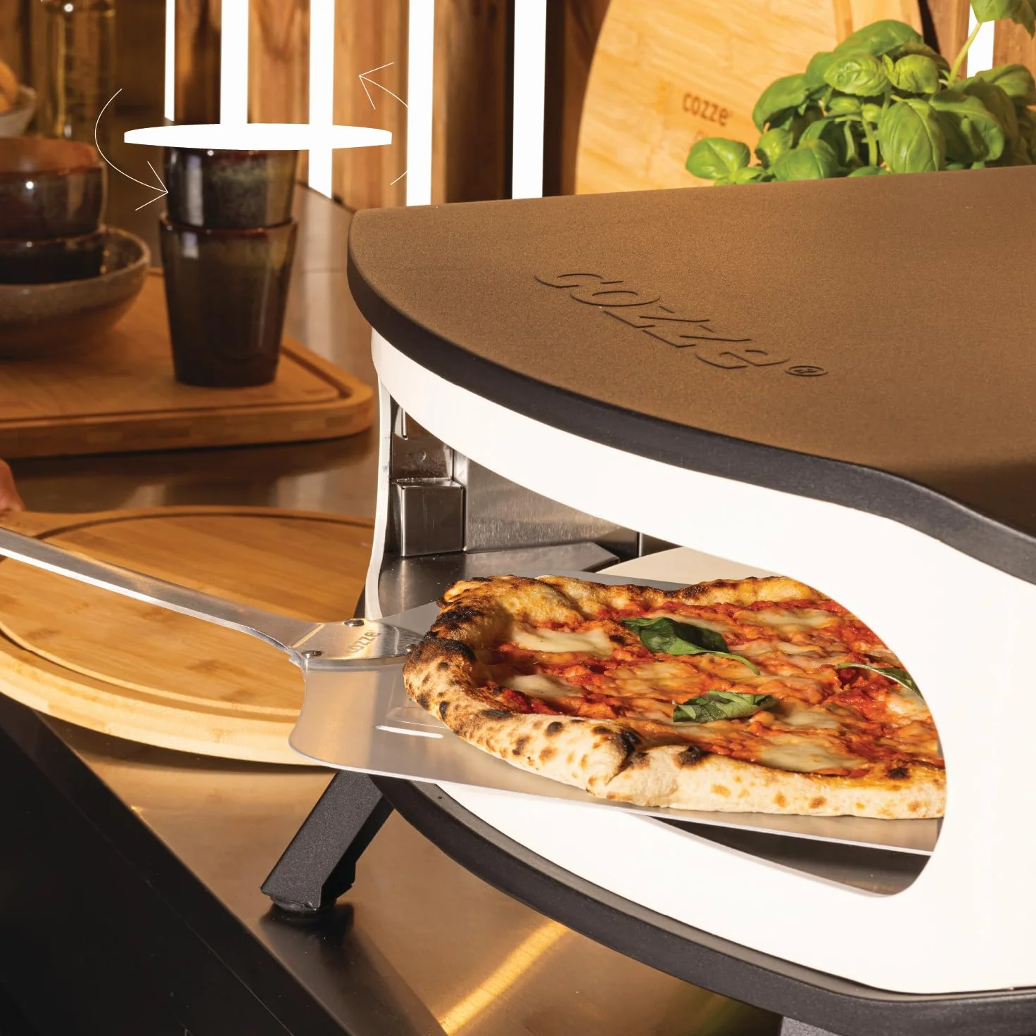 cozze - Piec do pizzy gazowej z obrotowym kamieniem - moc 6,0 kW, idealne gotowanie pizzy Ø42,5 cm, wbudowany termometr, stal ocynkowana