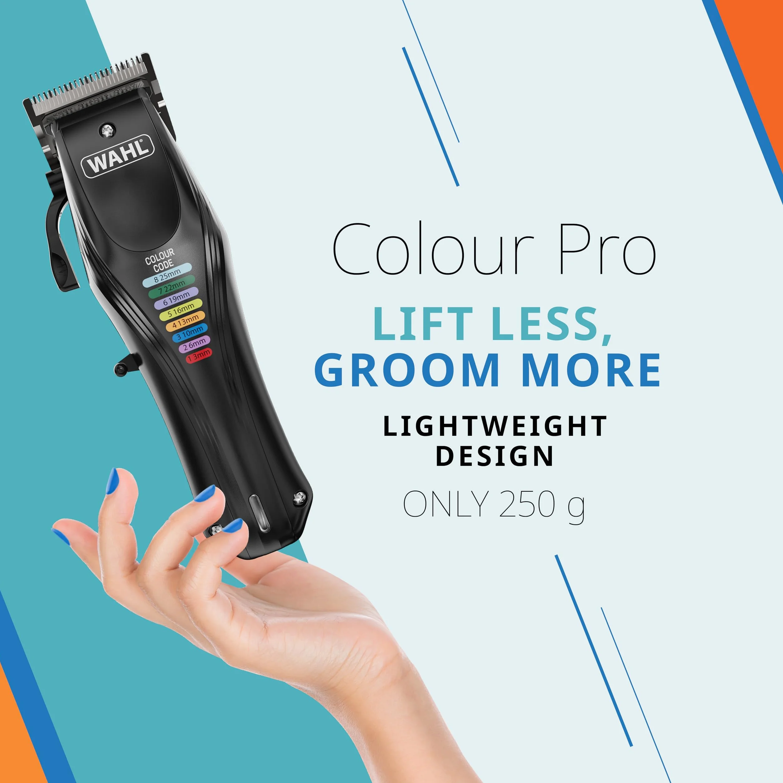 WAHL Colour Pro Maszynka do Strzyżenia Psów Akumulatorowa Cicha Przewodowa Bezprzewodowa Czarna