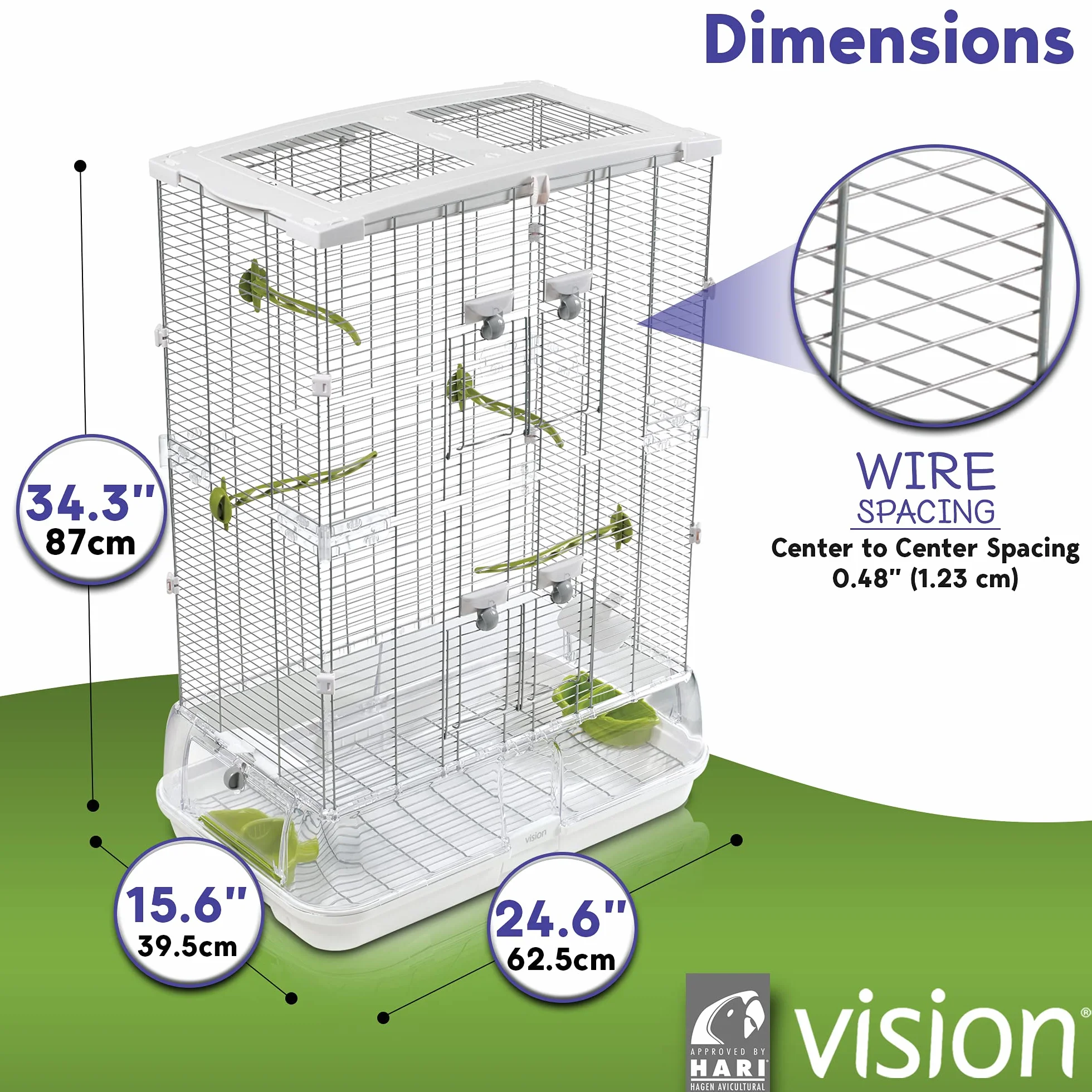 Vision Klatki dla Ptaków Zielony Srebrny M02