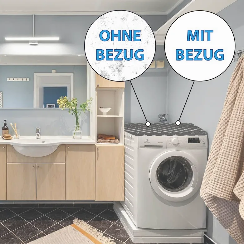 Pro Home Pokrowiec na pralkę (gwiazdki – biały) 60 x 60 cm z gumowym ściągaczem, pokrowiec na suszarkę, pokrowiec ochronny na pralkę w wielu różnych kolorach – nakładka na suszarkę