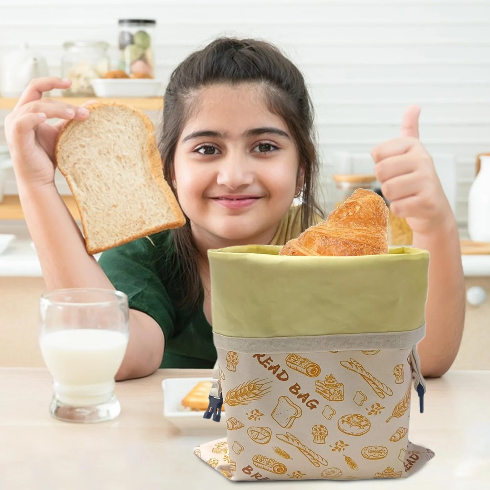 Beeswax Bread Bag, Cotton Freezer Storage, Reusable Loaf Container, Breathable Natural Fabric, Food Preservation Solution, Ideal for Bakery Kitchen Freezer Use, 11.81x15.35 Inches