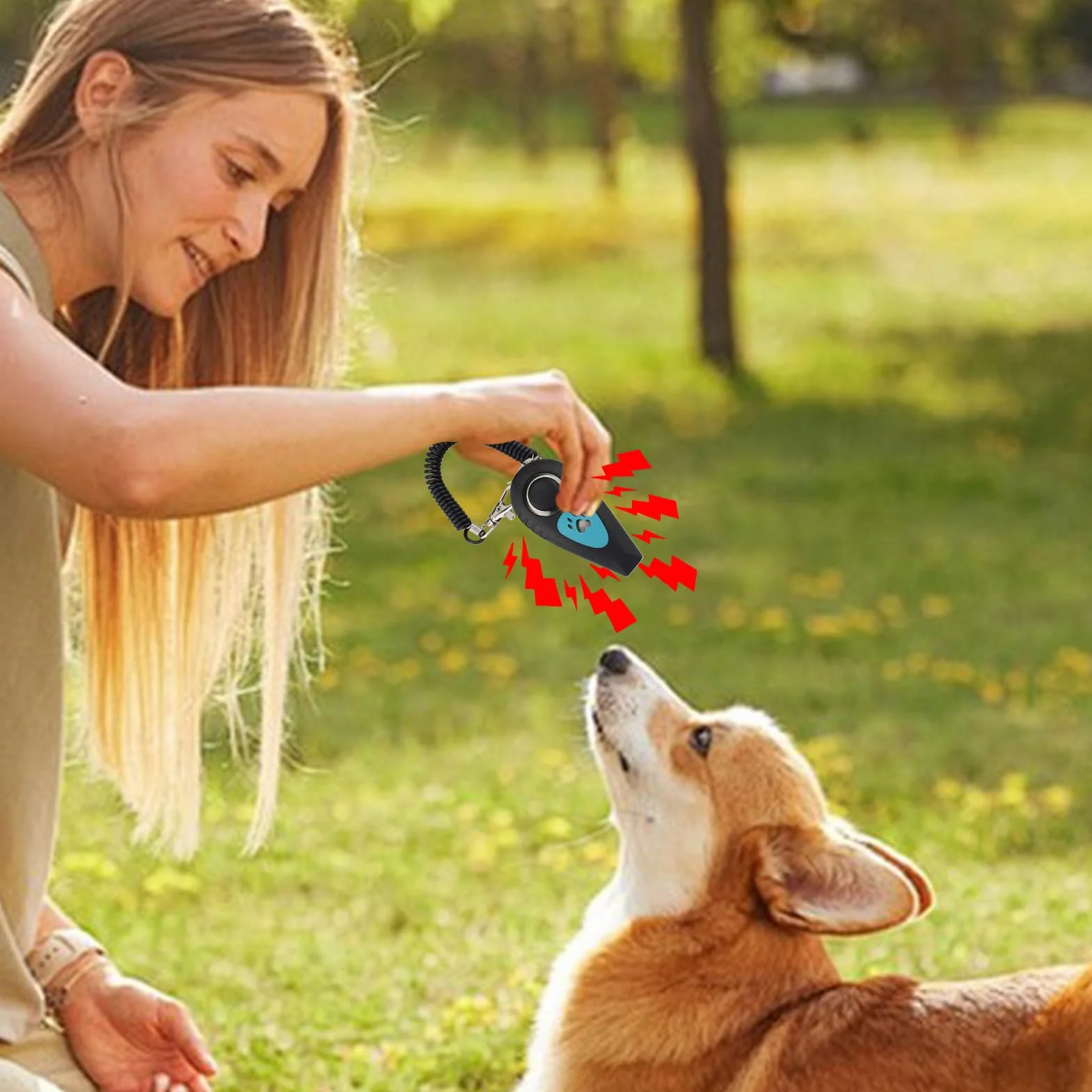 Clicker 2 w 1 dla zwierz?t – Cichy akcesorium behawioralne z paskiem nadgarstek i gwizdkiem