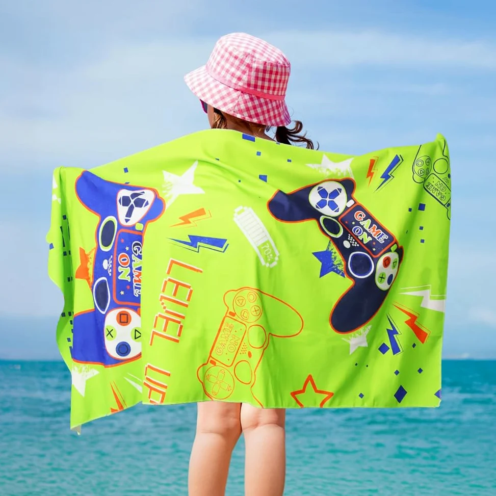 Ręcznik plażowy dla dzieci, ręcznik kąpielowy, ręcznik plażowy, ręcznik kąpielowy dla dziewcząt i chłopców (wzór do zabawy, 76 x 150 cm)