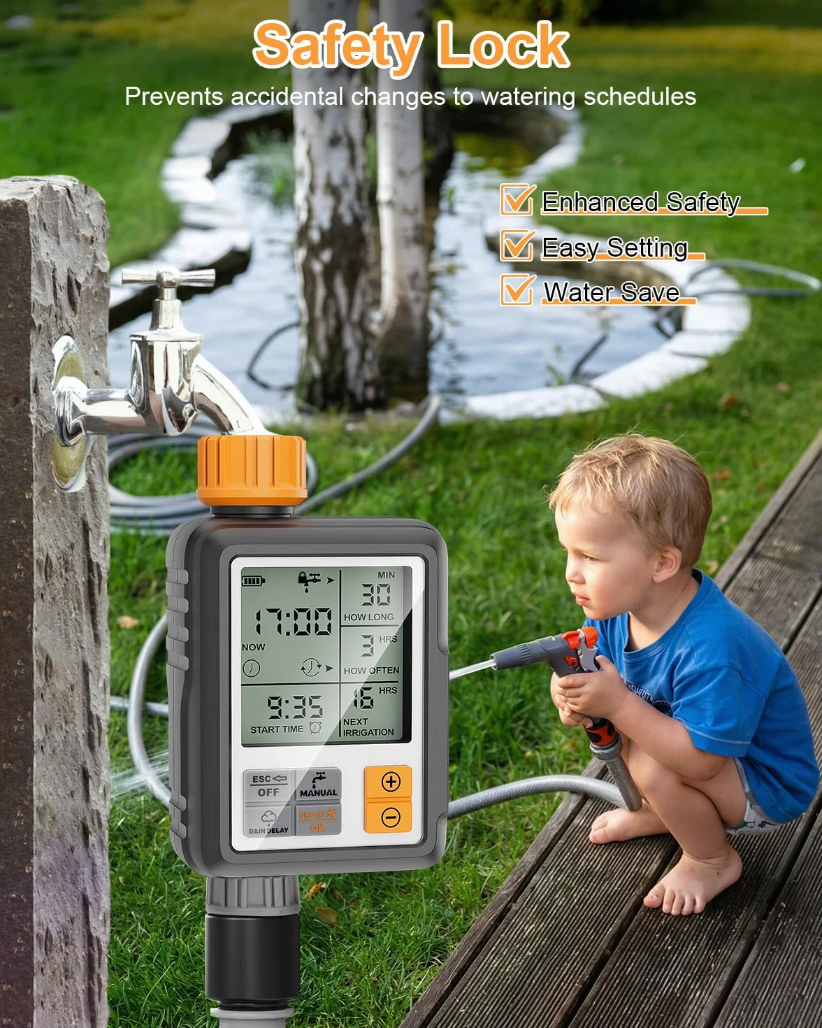 komputer nawadniający z 1 wyjściem, wyświetlacz LCD, automatyczny timer wody do ogrodu/balkonu/szklarni