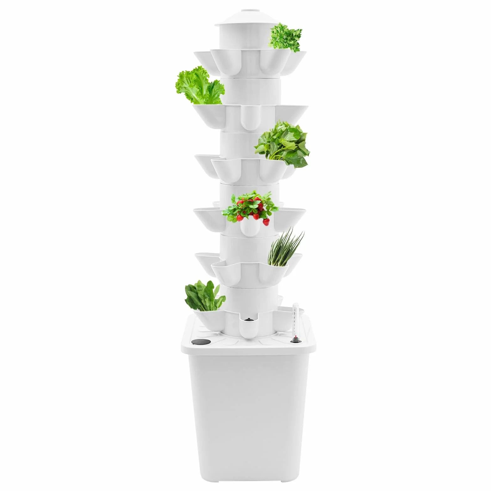 Hydroponics pionowy zestaw do uprawy roślin, zestaw do uprawy roślin pionowych z sześcioma warstwami i 30 otworami do uprawy warzyw liściastych w ogrodzie, na balkonie lub tarasie na dachu