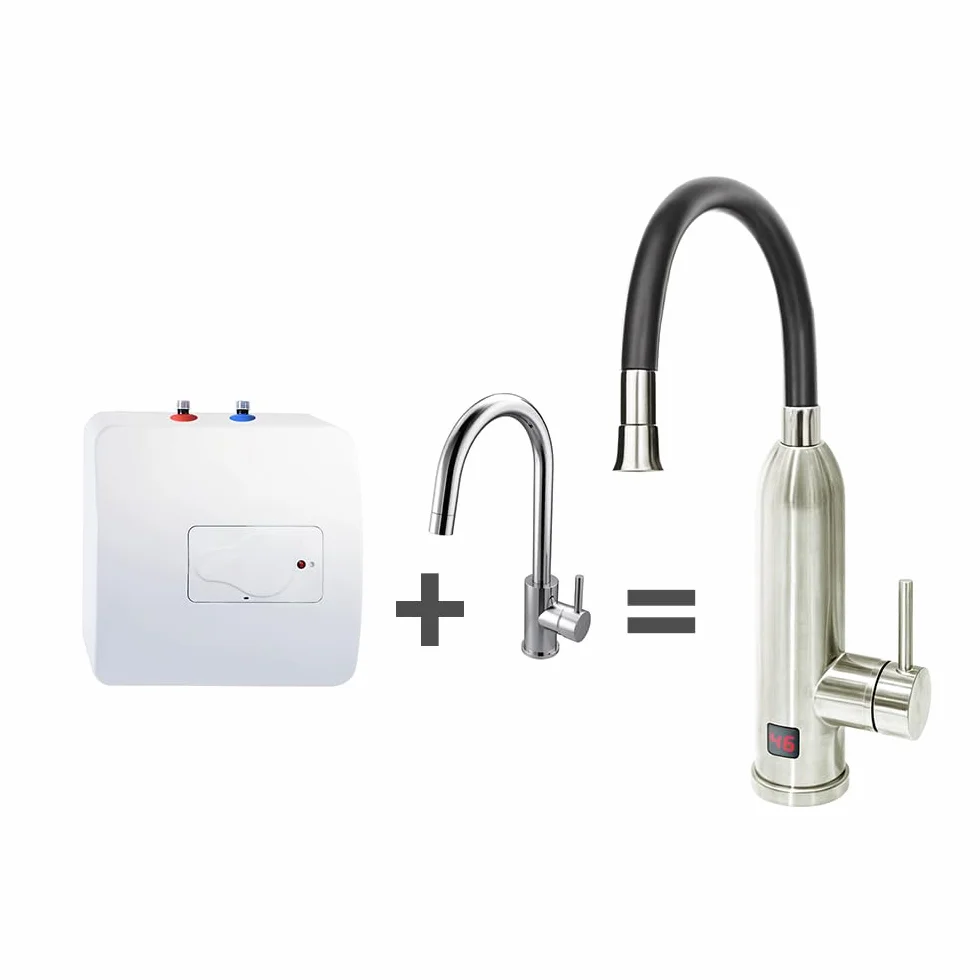 HOGART Elektryczny kran ze zintegrowanym podgrzewaczem przepływowym 230 V do kuchni, ogrodu, łazienki, przyczepy kempingowej, Smart Heater, armatura z natychmiastowym podgrzewaczem wody, kran ciepłej