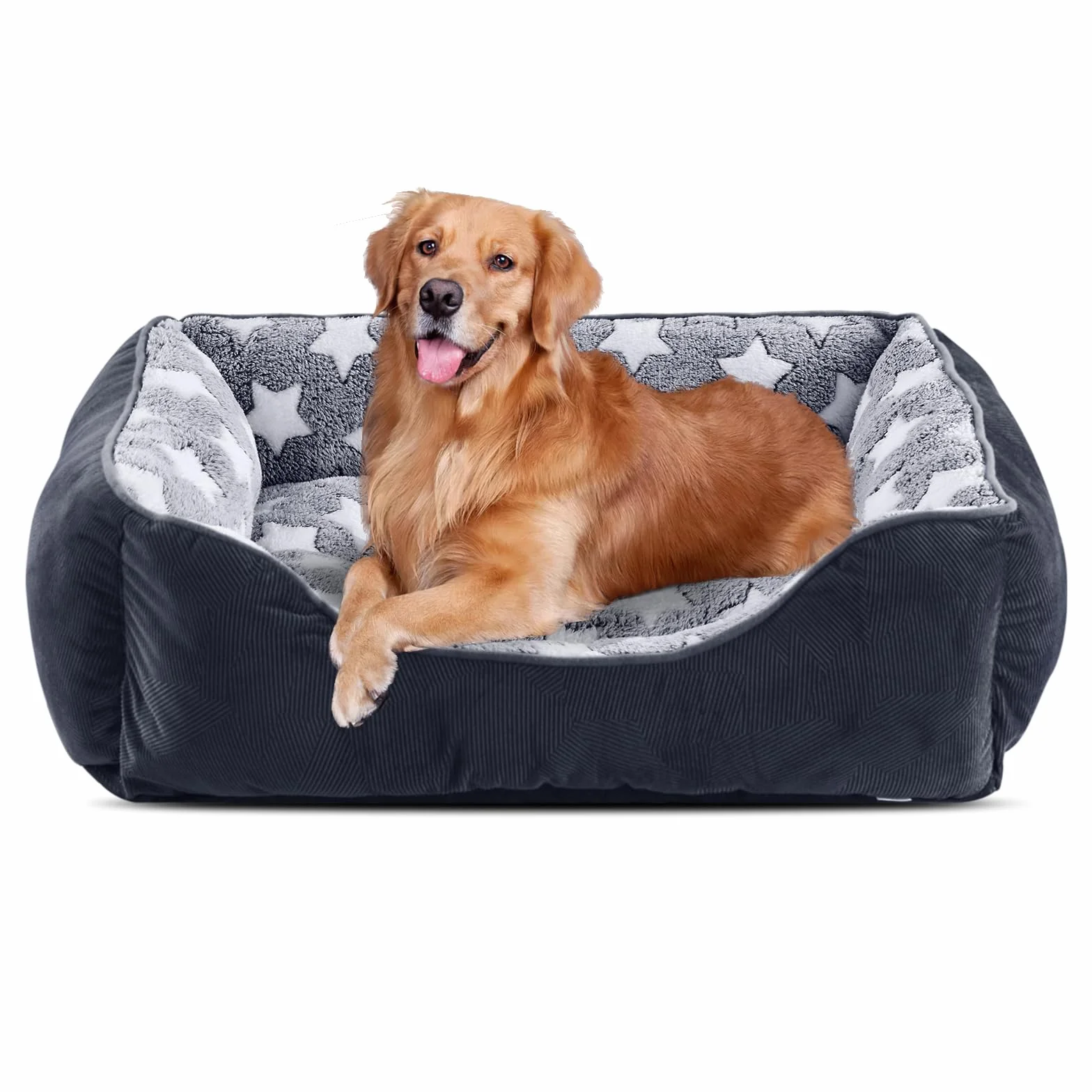 FURTIME Legowisko dla Psa, Kosz Nadający Się do Prania, Antypoślizgowe, Puszysty Materac z Podwyższonymi Krawędziami, Miękka Sofa dla Kota XL (89 x 63 x 23)