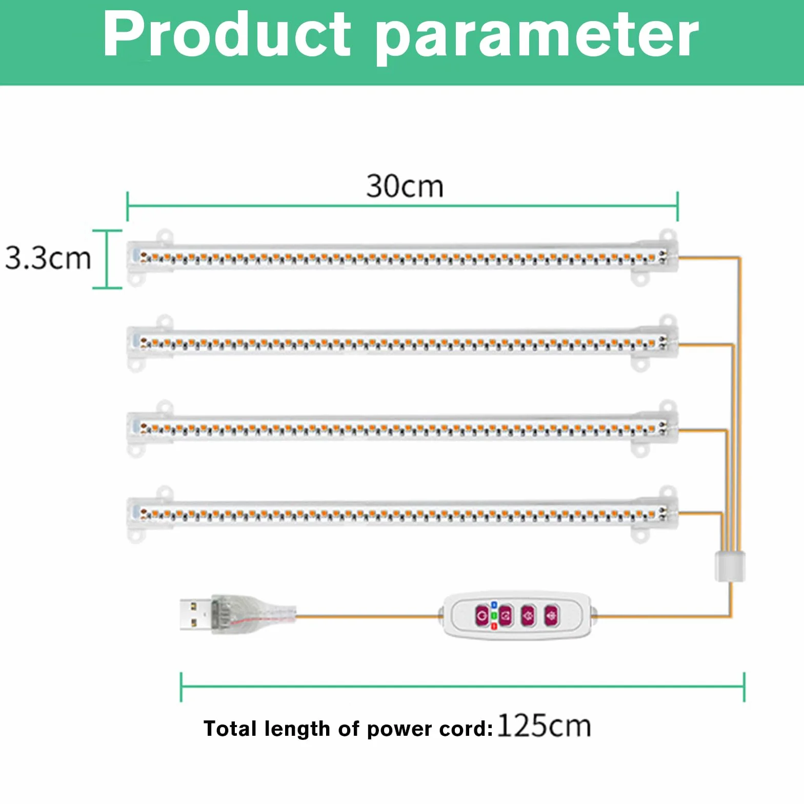 GAESHOW 4 paski świetlne do roślina, lampa LED pełne spektrum, 5 rodzajów ściemnianego światła, czerwone i niebieskie światło, 4-głowicowe taśmy LED z automatycznym timerem