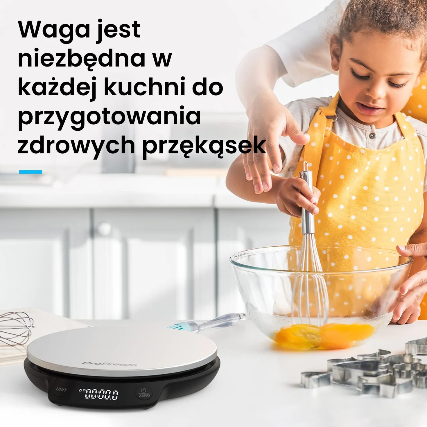 Pro Breeze Waga Kuchenna Cyfrowa Precyzyjna ze Stali Nierdzewnej, do Gotowania Pieczenia, Dokładna do 1g/0.1oz, do 5kg, Elektroniczna z Funkcją Tarowania