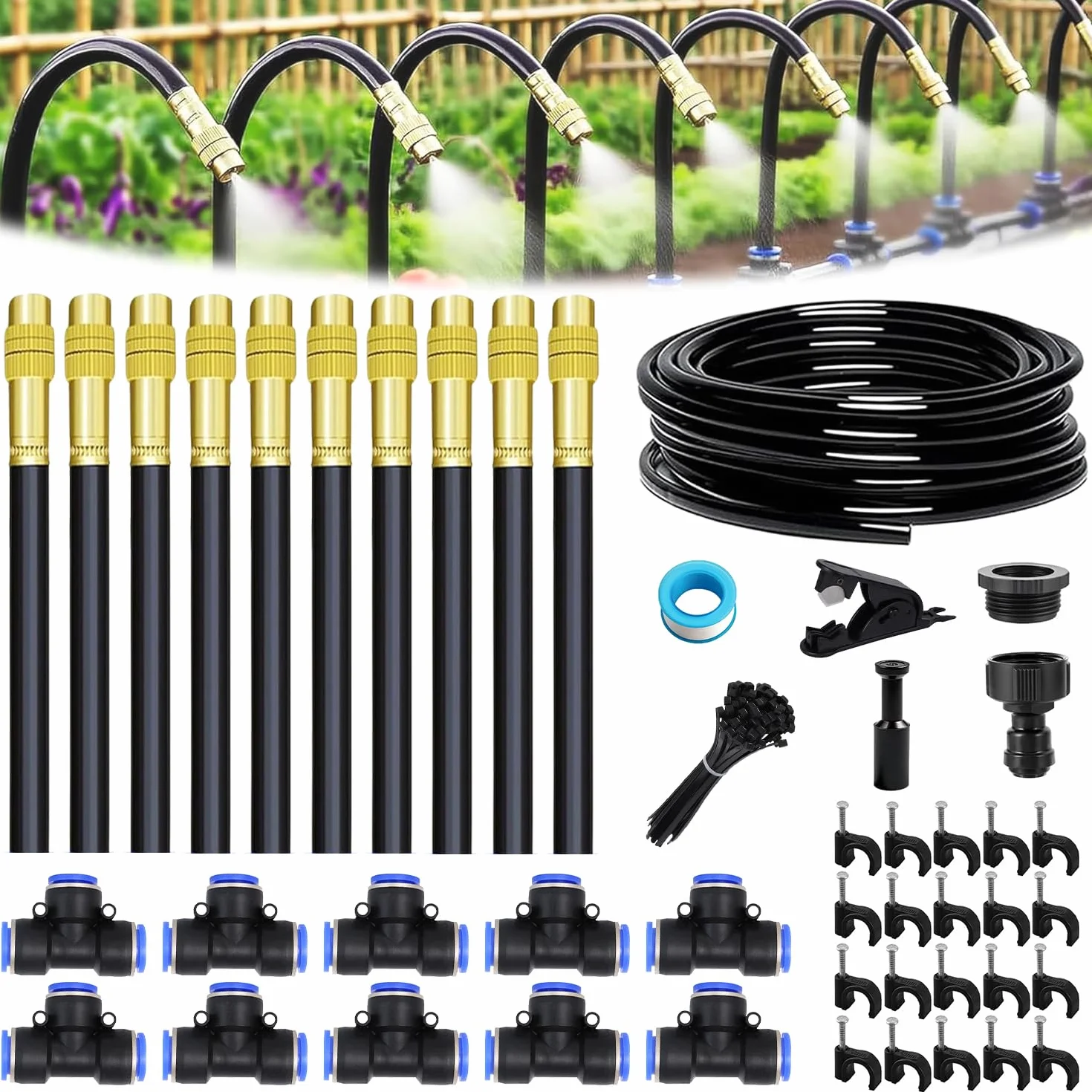 System nawadniania ogrodu, automatyczny zestaw nawadniania, zestaw do nawadniania kropelkowego z regulowaną dyszą, system nawadniania kroplowego, automatyczny system nawadniania 360°Curved Garden (10