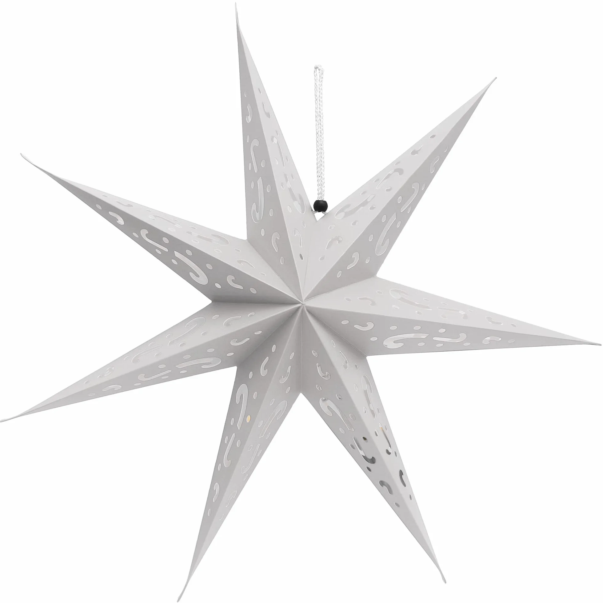 com-four® 3 swiecace gwiazdy 3D LED 60 cm – gwiazda swiateczna z oswietleniem i timerem – premium gwiazda papierowa do zawieszenia (czerwony/srebrny/bialy - Wzór 1)