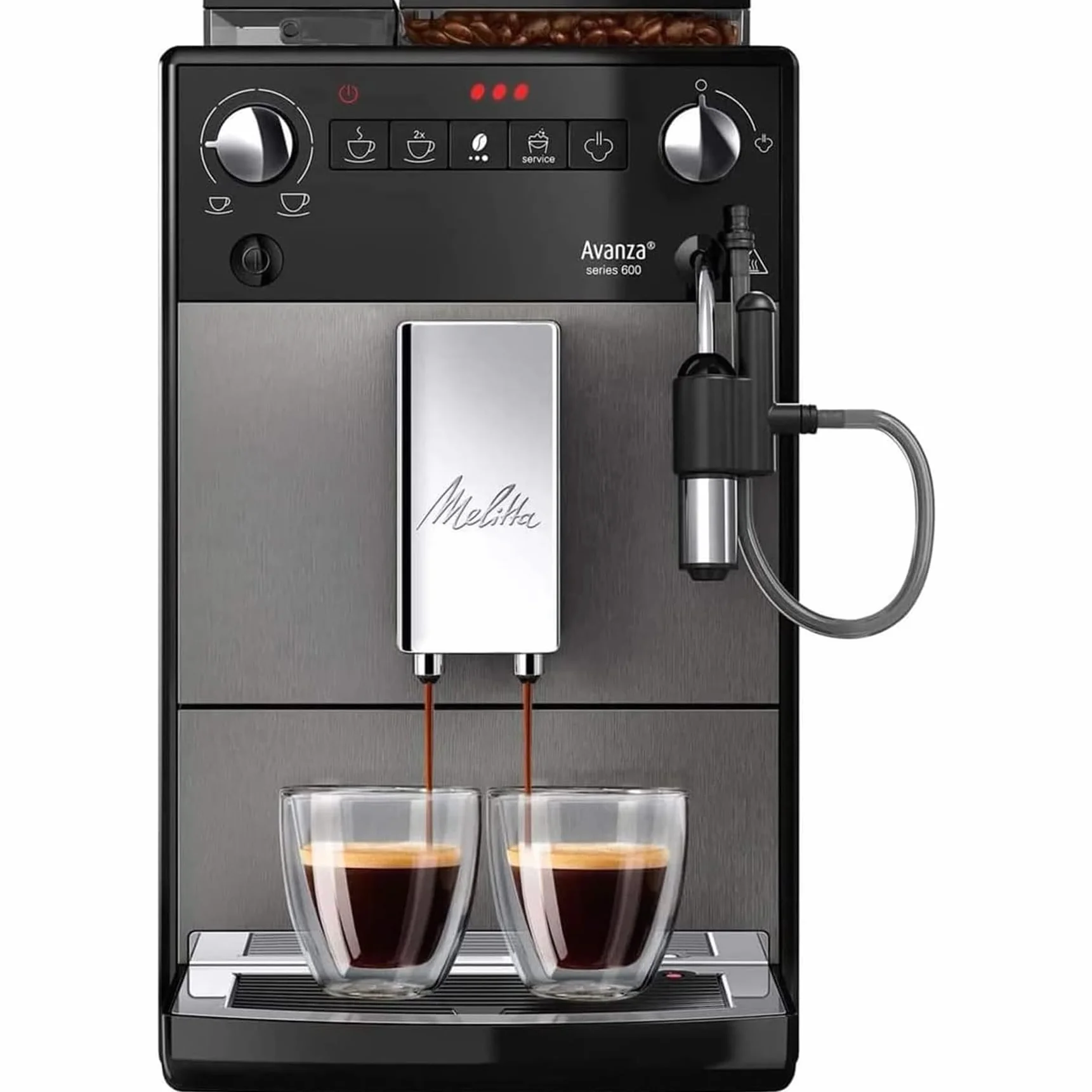 Melitta Avanza F270-100 Automatyczny Ekspres do Kawy ze Zintegrowanym Systemem Mleka, Tytanowy Mistyczny, 1450 W