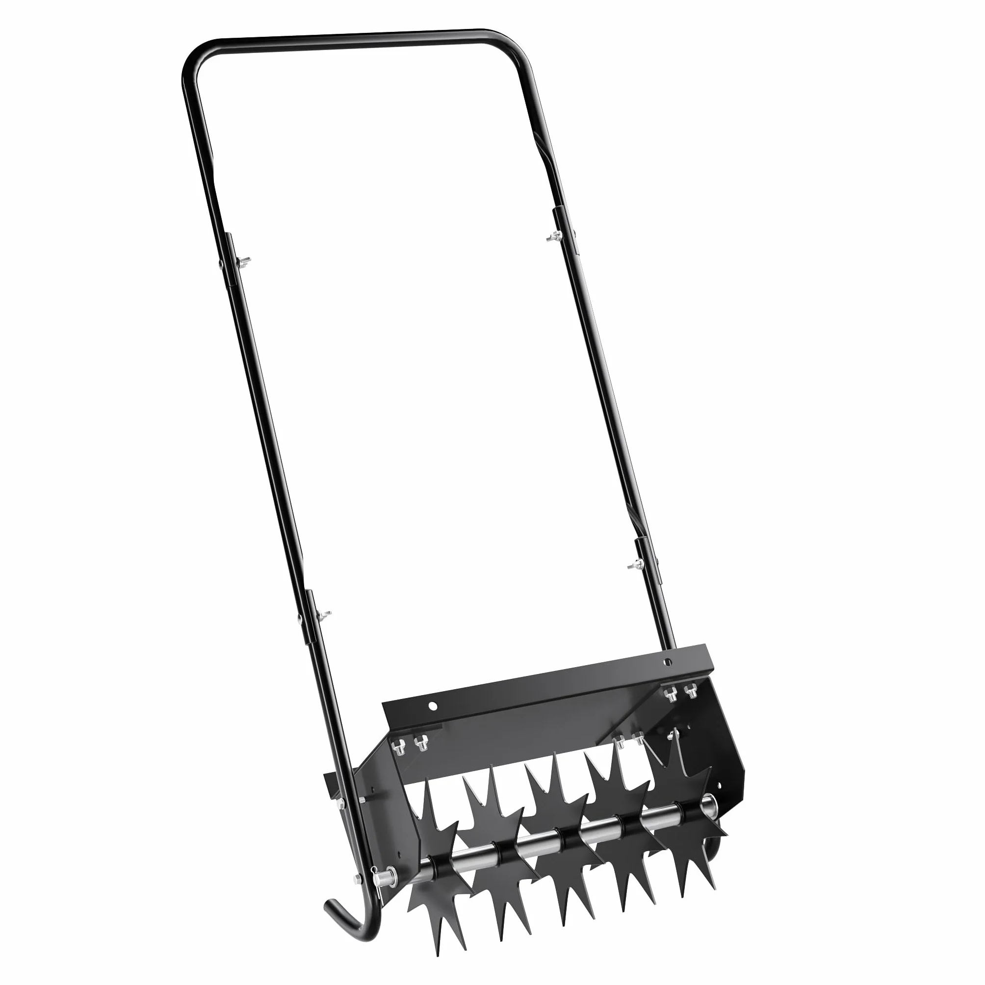 Wiltec Wertykulator do trawnika o szerokości roboczej 40 cm i głębokości 6,4 cm, czarny aerator ręczny z 5 stalowymi tarczami kolczastymi do napowietrzania