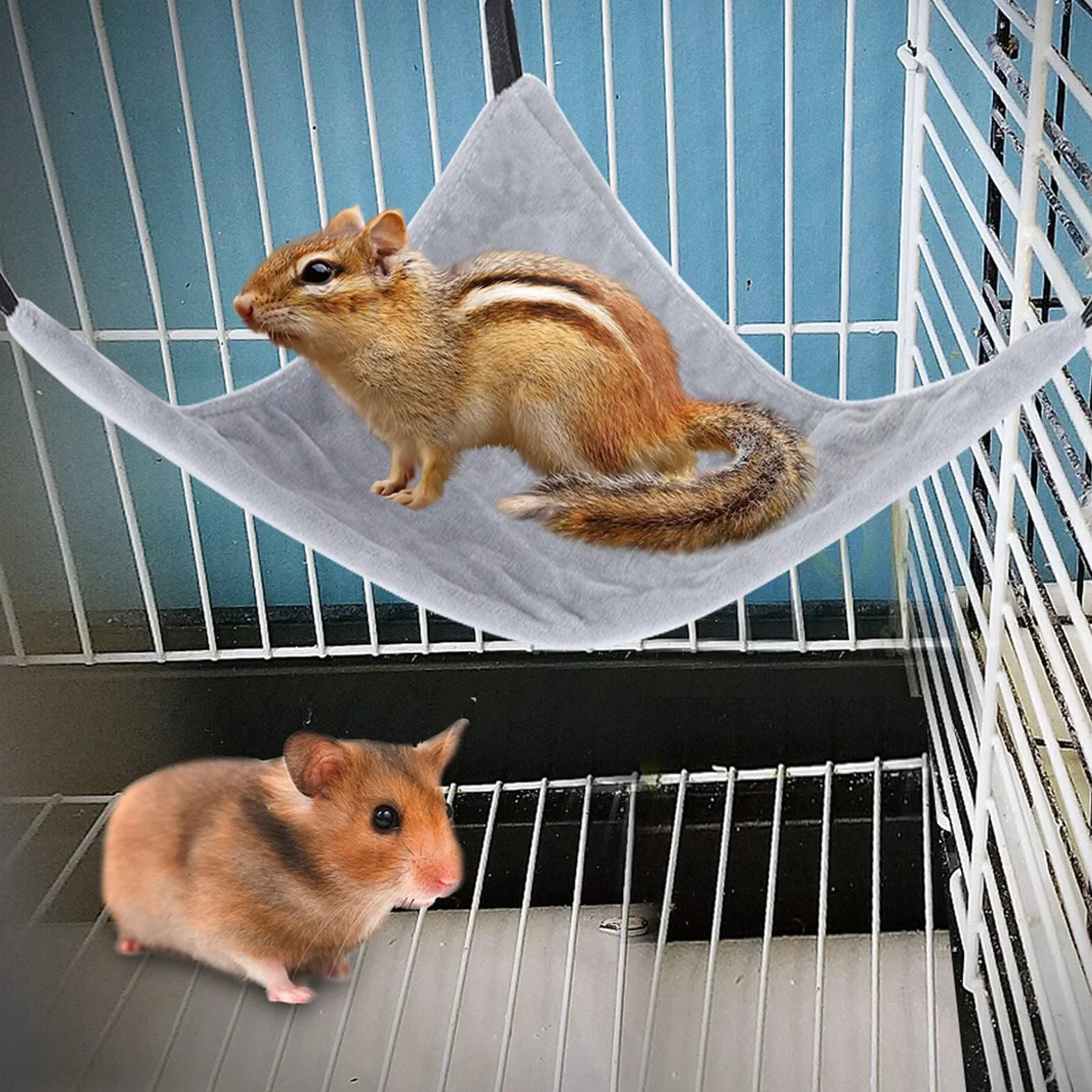 Hamak dla zwierząt wiszące łóżko trójkąt klatka dla szybowca cukrowego wiewiórki chomiki świnki morskie myszy szczury ptaki szary