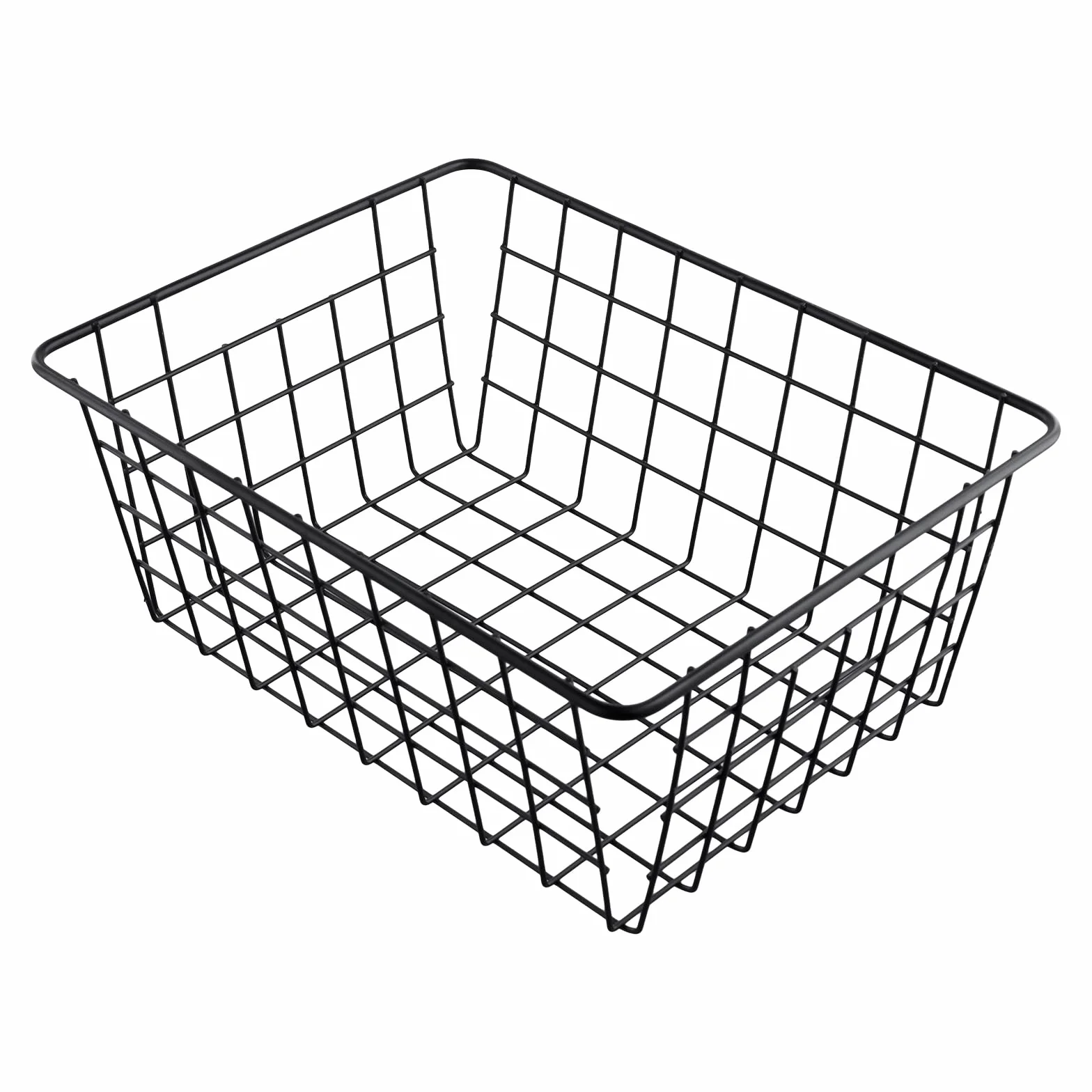 Kosze do przechowywania, 2 sztuki, druciane, 28 x 22 x 12 cm, metalowy kosz druciany, czarny, kosz metalowy, prostokątny, kosz siatkowy do kuchni, zamrażarki, dekoracja domu wiejskiego