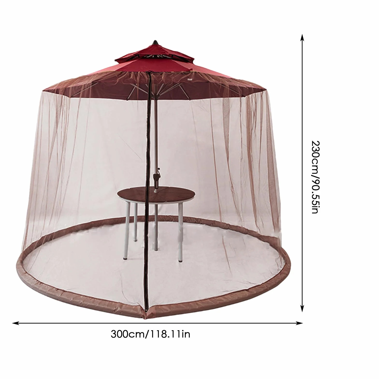 Siatka na parasol tarasowy, siatka ochronna, osłona zadaszenia zewnętrznego, 300 x 230 cm, do siatki przeciwsłonecznej z zamkiem błyskawicznym, wodoodporna i odporna na promieniowanie UV, ochrona