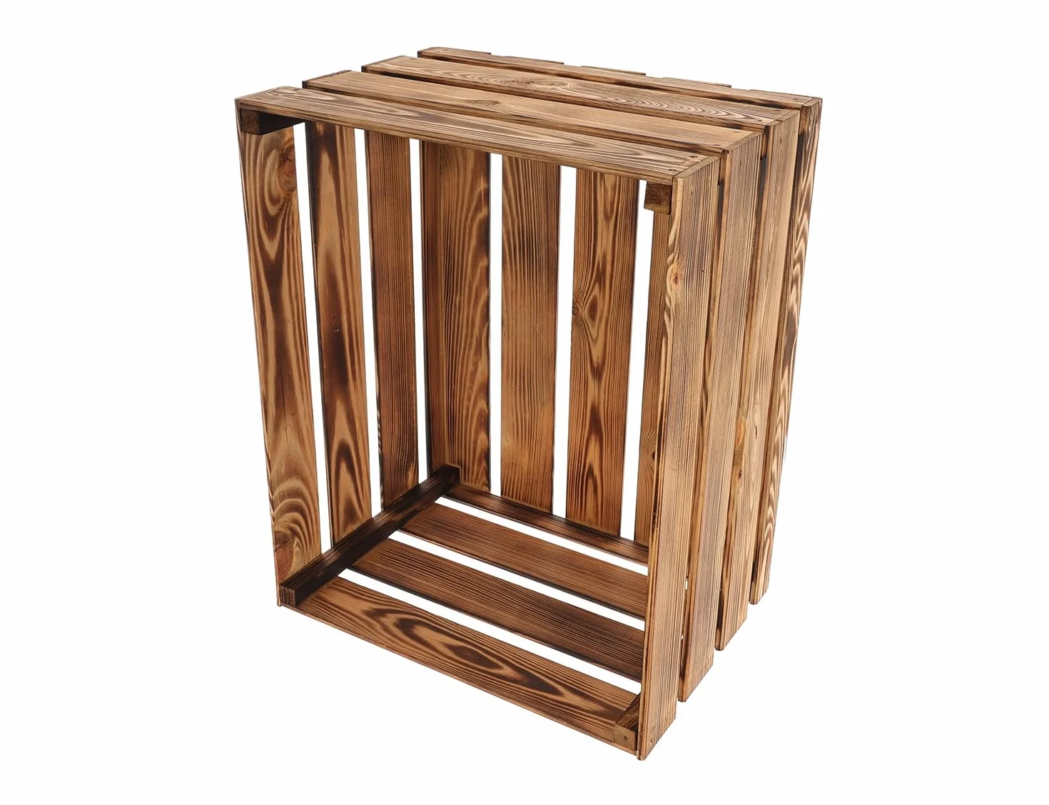 MAZUR Drewniana skrzynka w stylu vintage, zestaw 3 sztuk, 50 x 40 x 30 cm, drewniana skrzynka opalana, używana jako skrzynki na wino i skrzynki na owoce, idealna jako drewniane pudełko | do dekoracji
