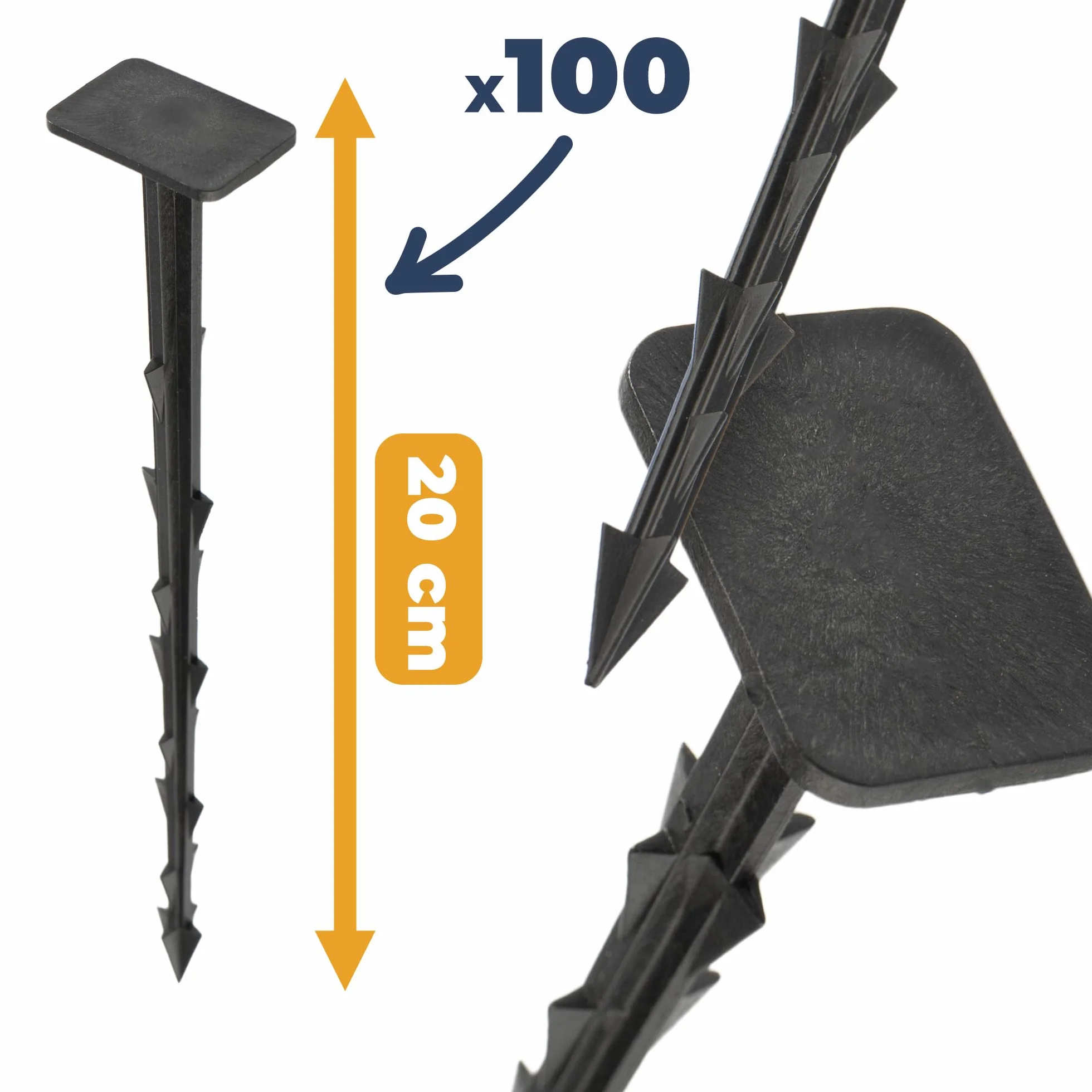 Kołki do Agrotkaniny 20 cm Szpilki Do Mocowania Agrowłókniny Kołki PCV Solidne Mocujące Kotwy do Folii, Siatek, Włókien 100 sztuk
